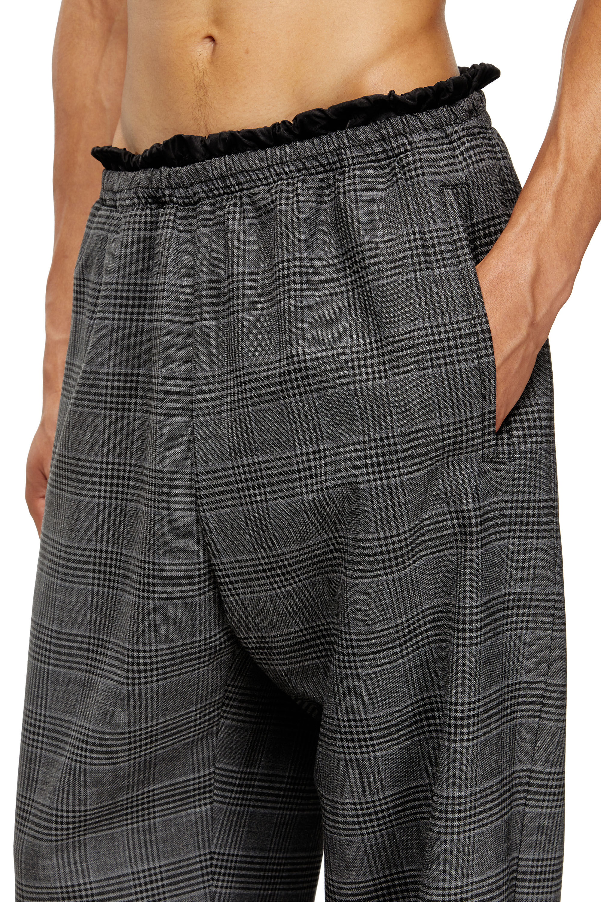 Diesel - P-TILSON, Male's Wool pants with a drawstring waist in Black/Grey - 4