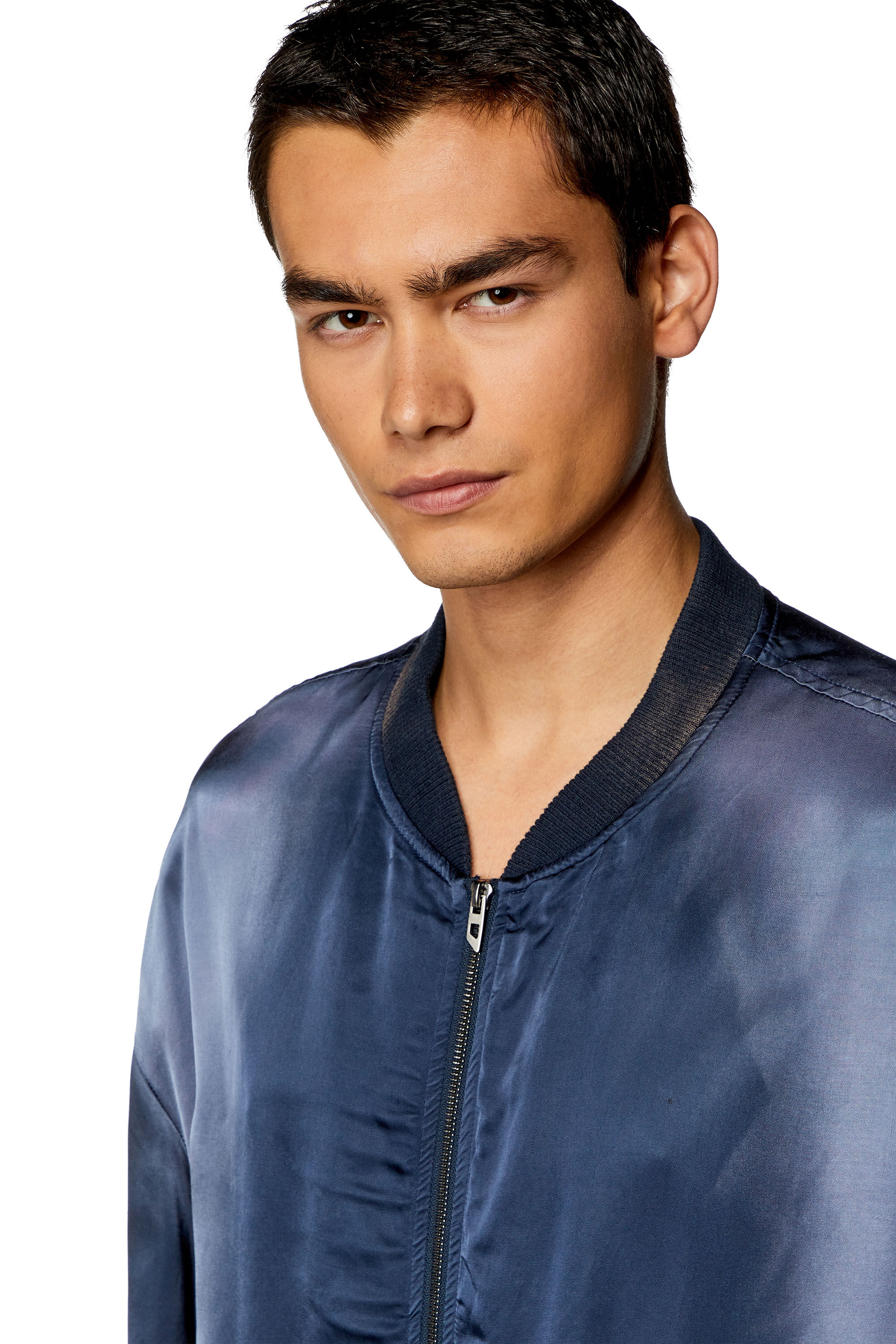 Diesel - J-MARTEX, Male's Satin bomber jacket with faded effect in Blue - 4