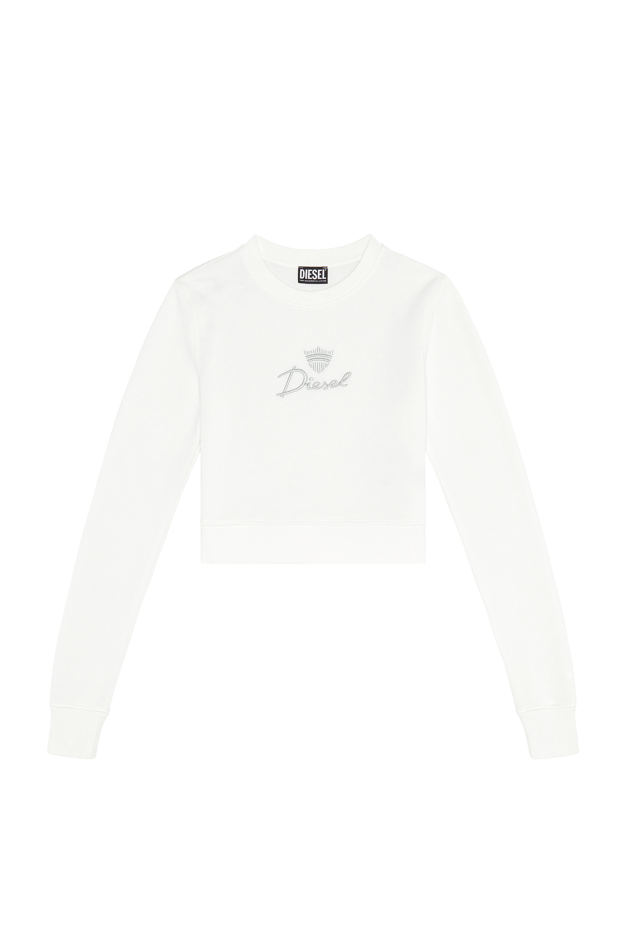 Diesel - F-SLIMMY-G3, Female's Sweatshirt with Diesel emblem embroidery in White - 2
