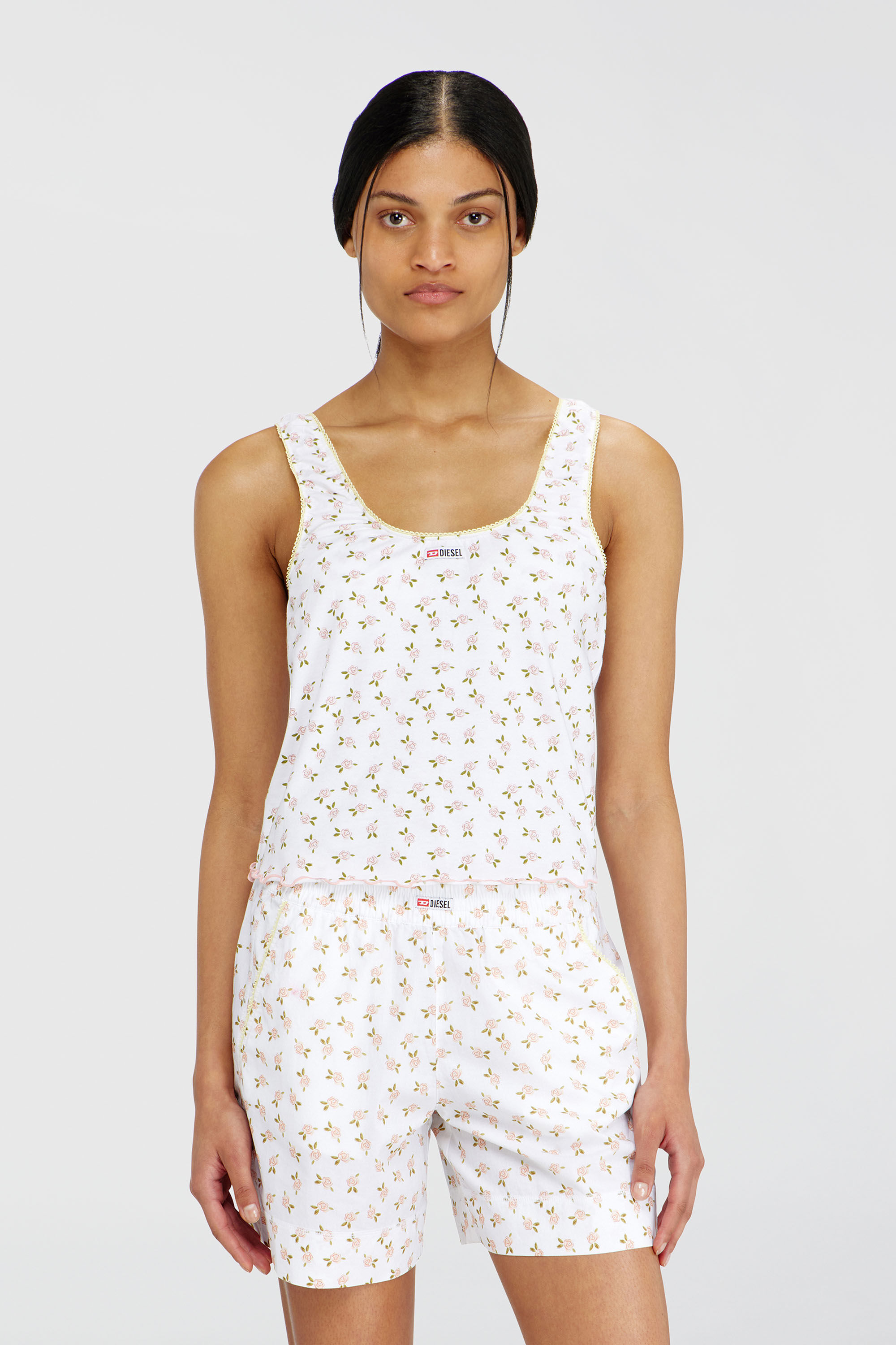 Diesel - GEORGIE-D-CORE, Woman's Stretch cotton top with floral print in White - 3