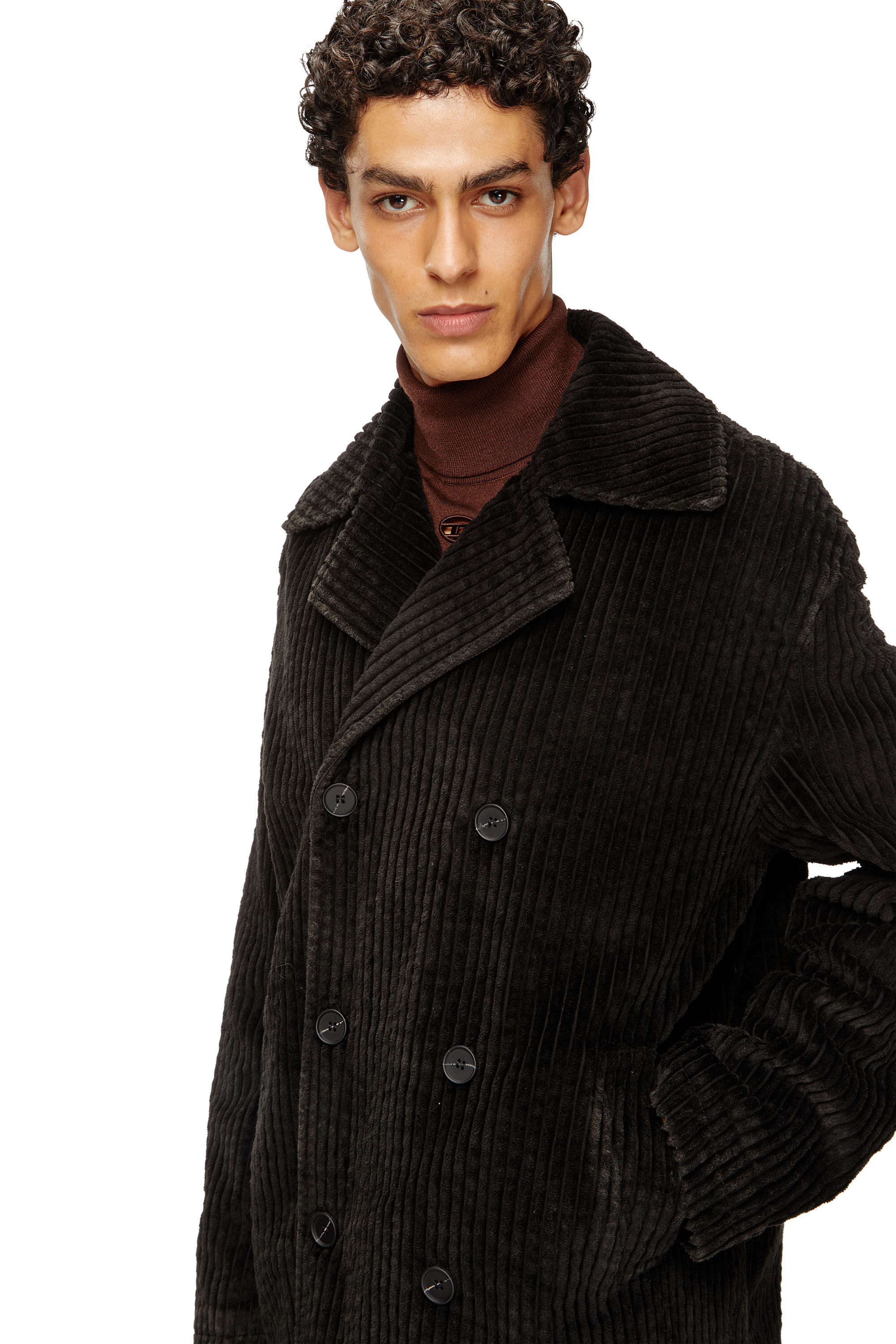 Diesel - W-OTIS, Caban en velours côtelé traité Homme in Marron - 4