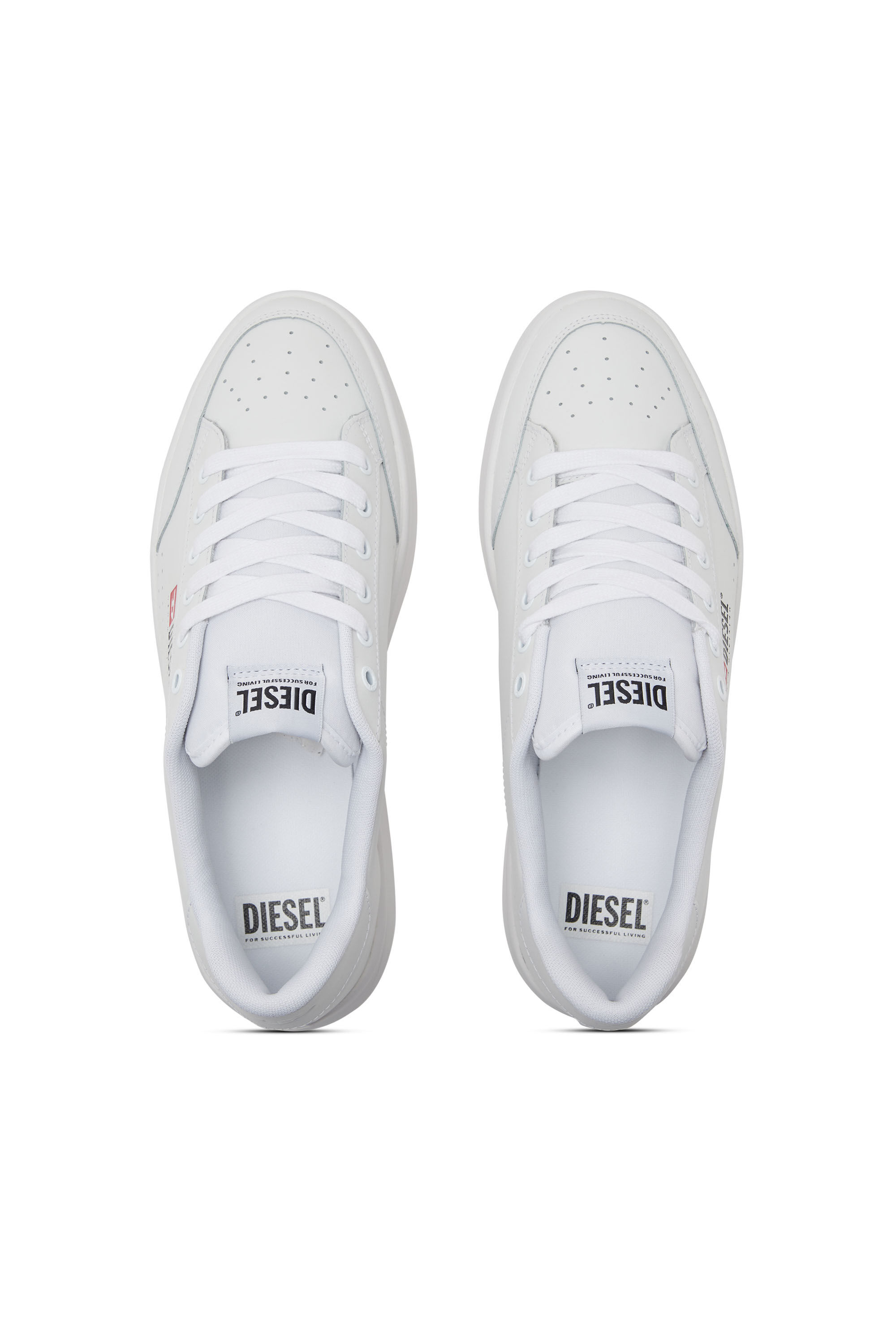 Diesel - S-ATHENE VTG, Male's S-Athene-Low-top sneakers in leather and nylon in White - 4