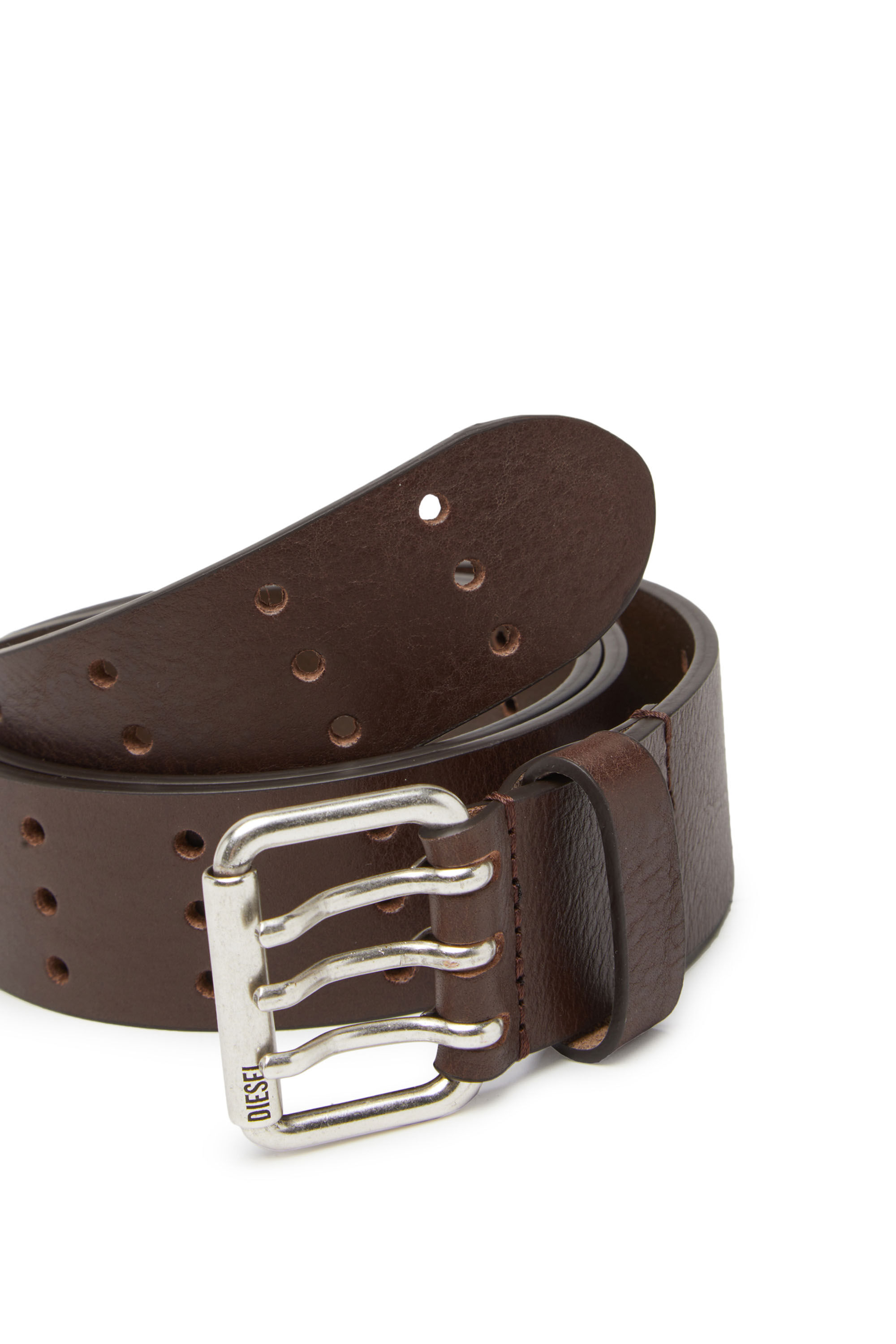Diesel - B-MILI, Ceinture en cuir avec triple boucle à ardillon Homme in Marron - 3