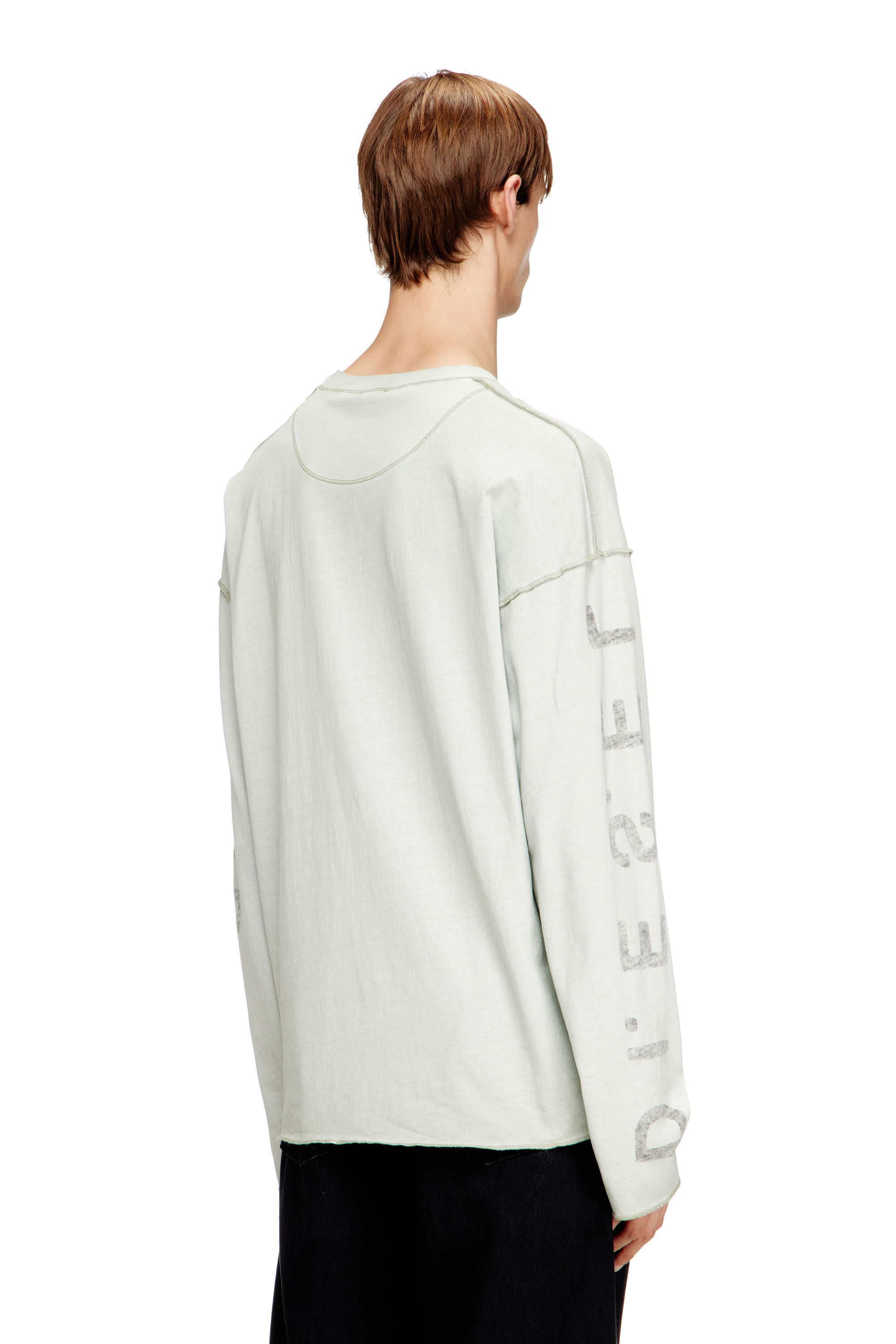 Men's Relaxed long-sleeve T-shirt with printed sleeves | Grey