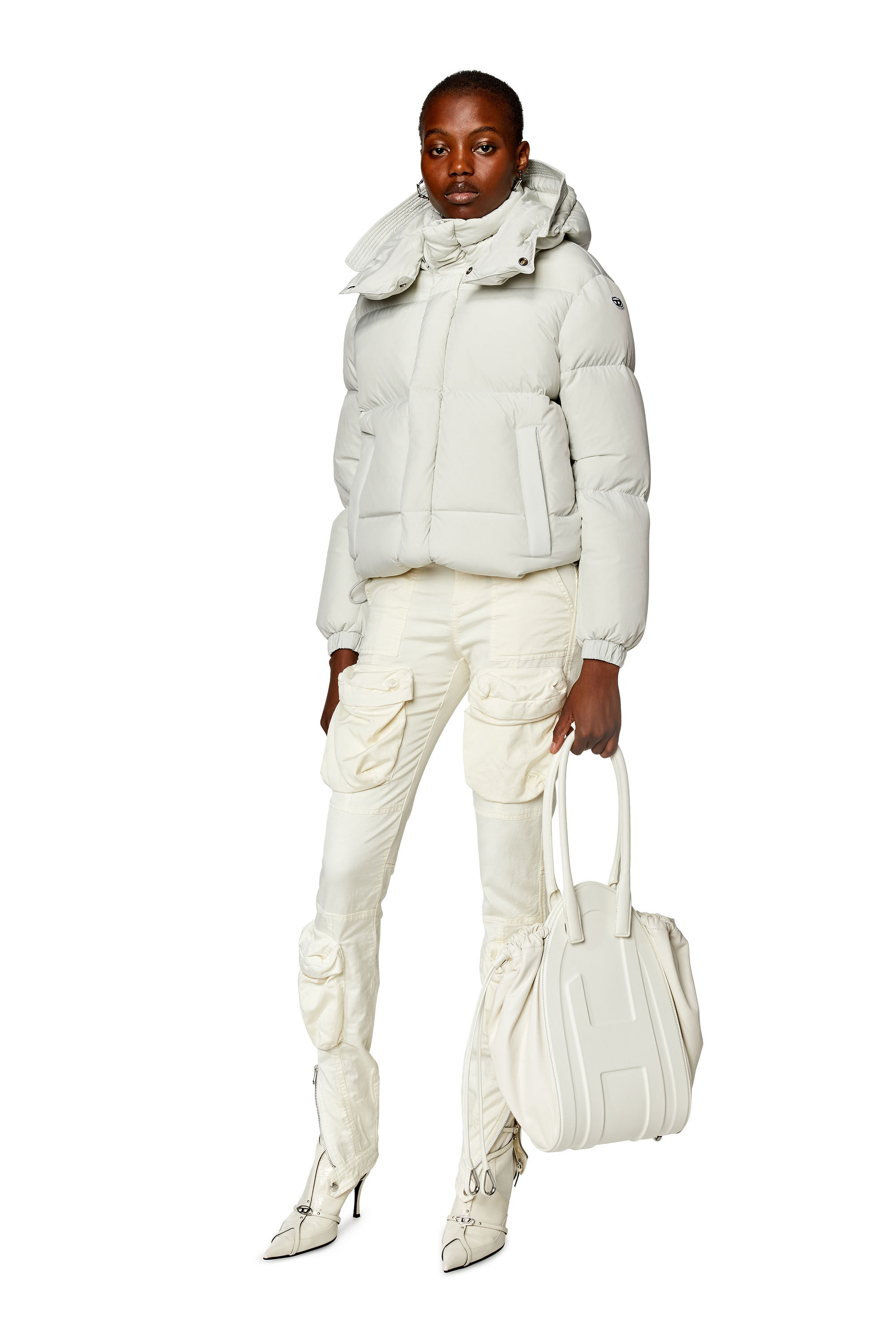 Diesel - W-ROLFYS-FL, Female's Down jacket in recycled nylon taslan in White - 1