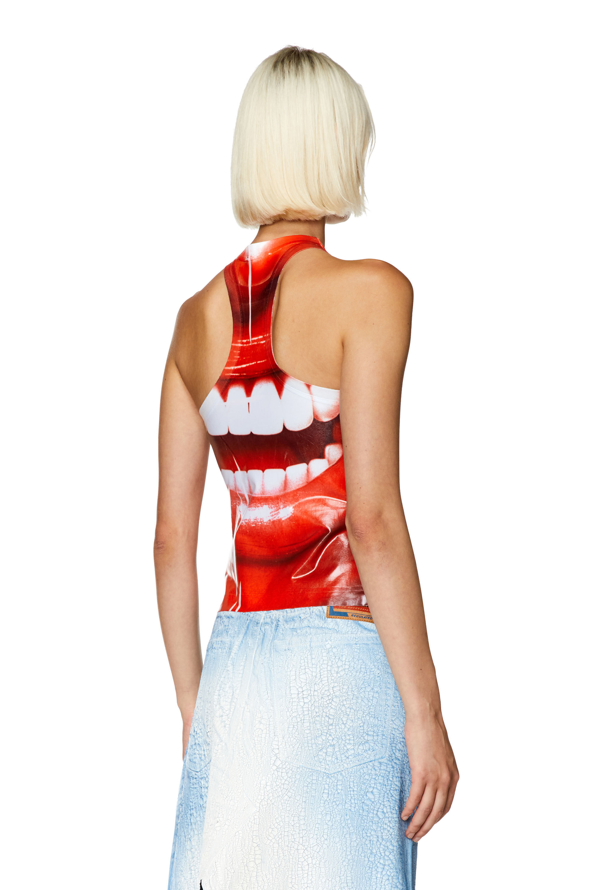 Diesel - T-FINSI, Woman's Tank top with smile print in Pink - 4