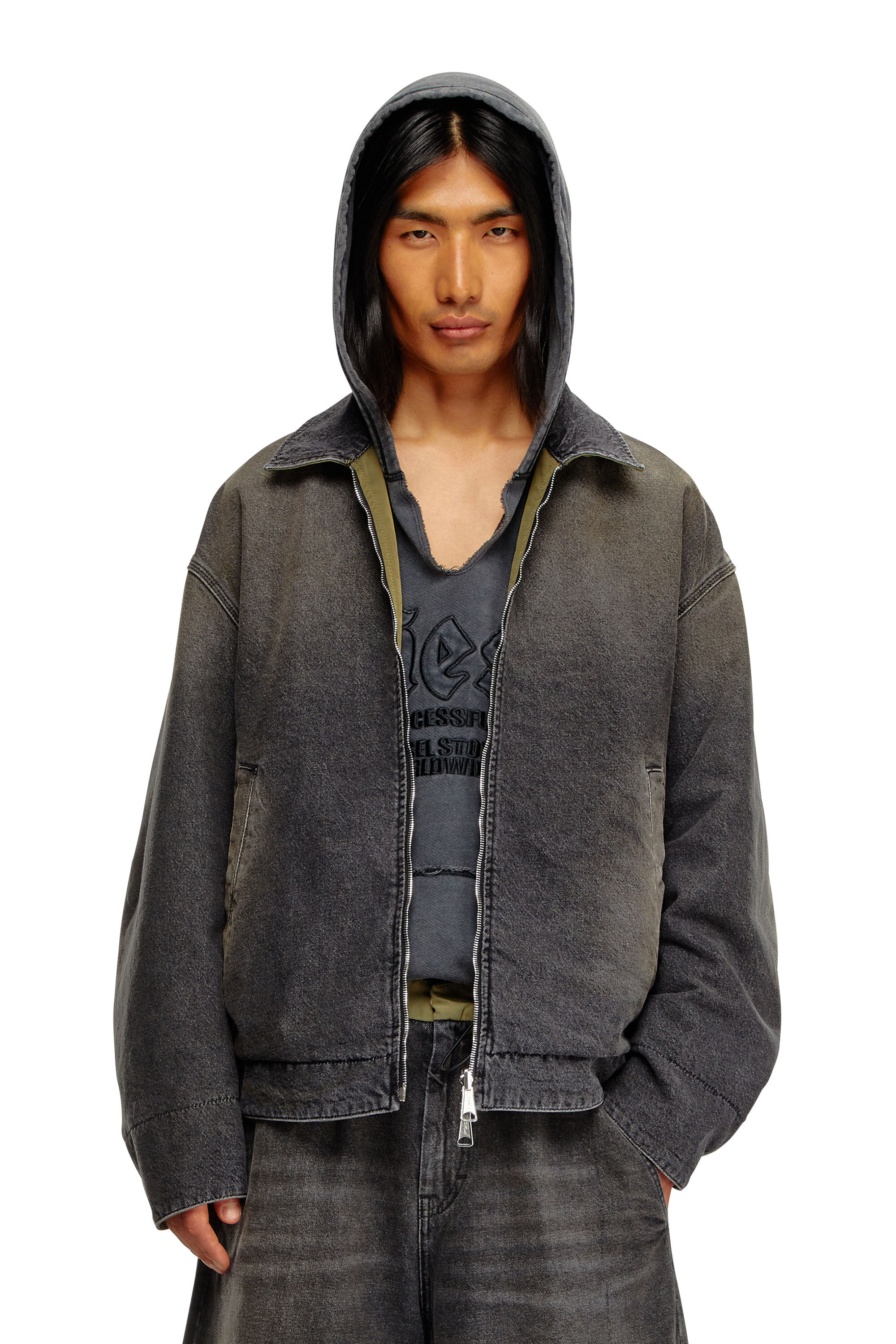 Diesel - D-STACK-S, Male's Reversible jacket in denim and nylon in Black - 3