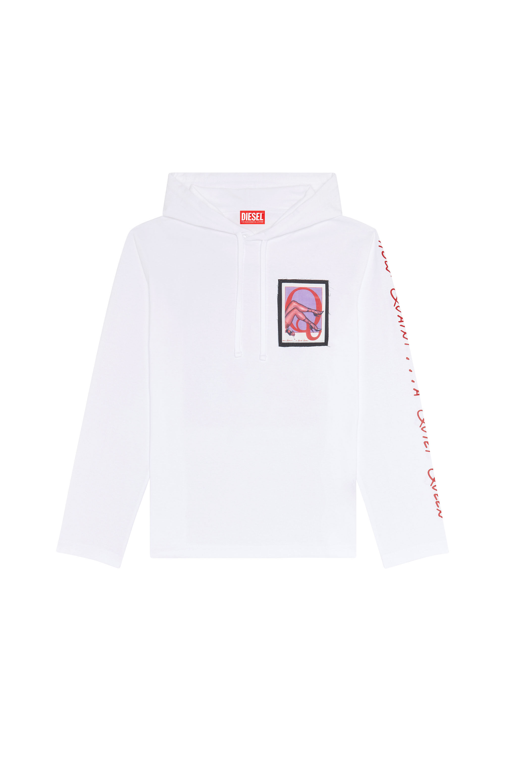 Diesel - PR-T-CRANE-LS-HOOD, Unisex's Hoodie with patches and lettering in White - 2
