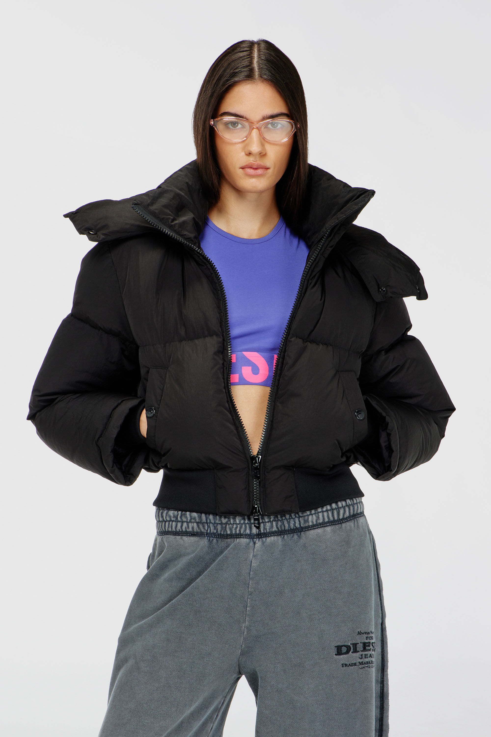 Diesel - ADA-D-POP, Woman's Cropped tank top with cut-off logo in Violet - 5