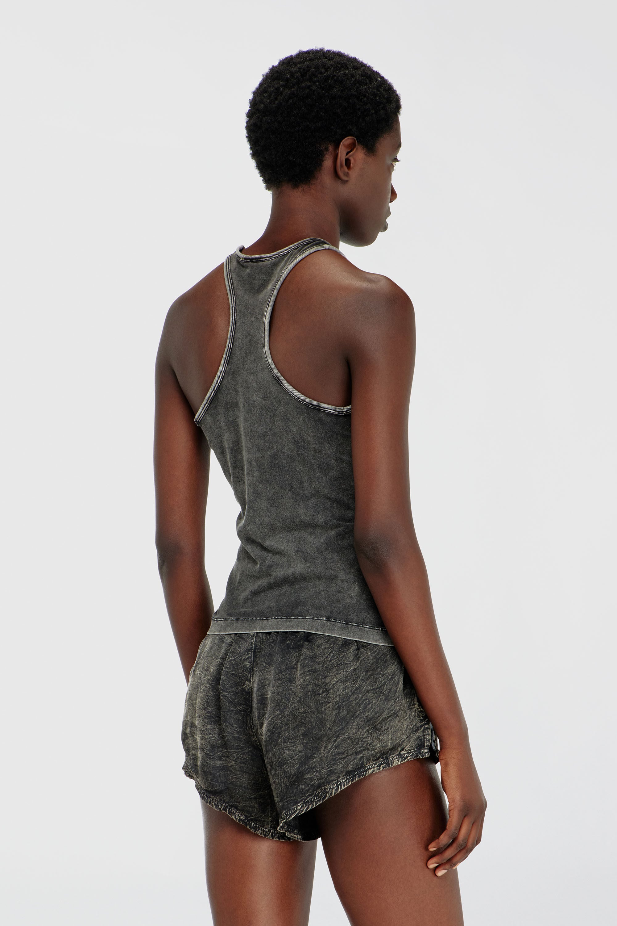 Diesel - IRENE-DNM, Woman's Cotton tank top with treated effect in Dark grey - 3