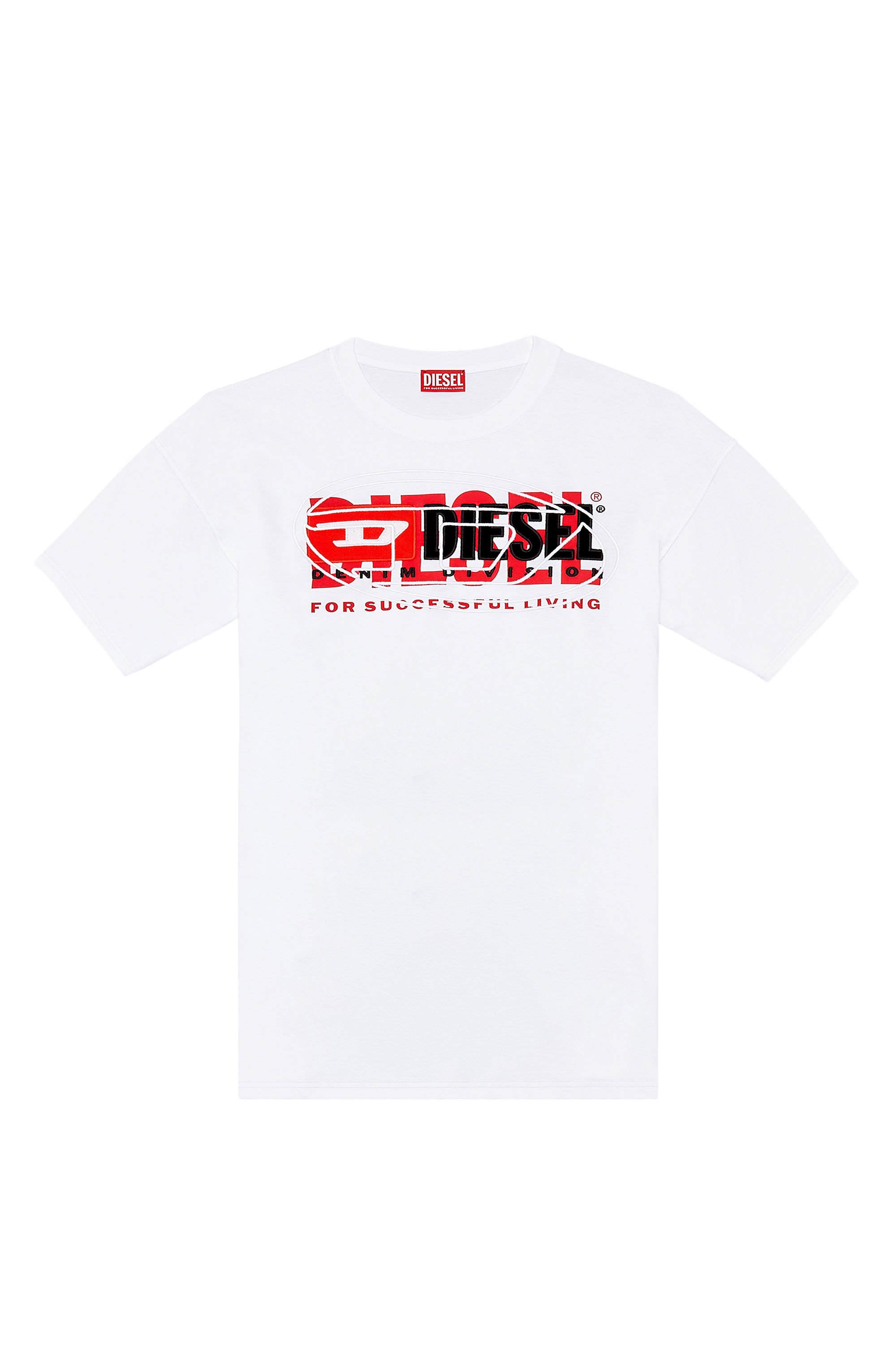 Diesel - T-BOXT, Man's T-shirt with layered logos in White - 2