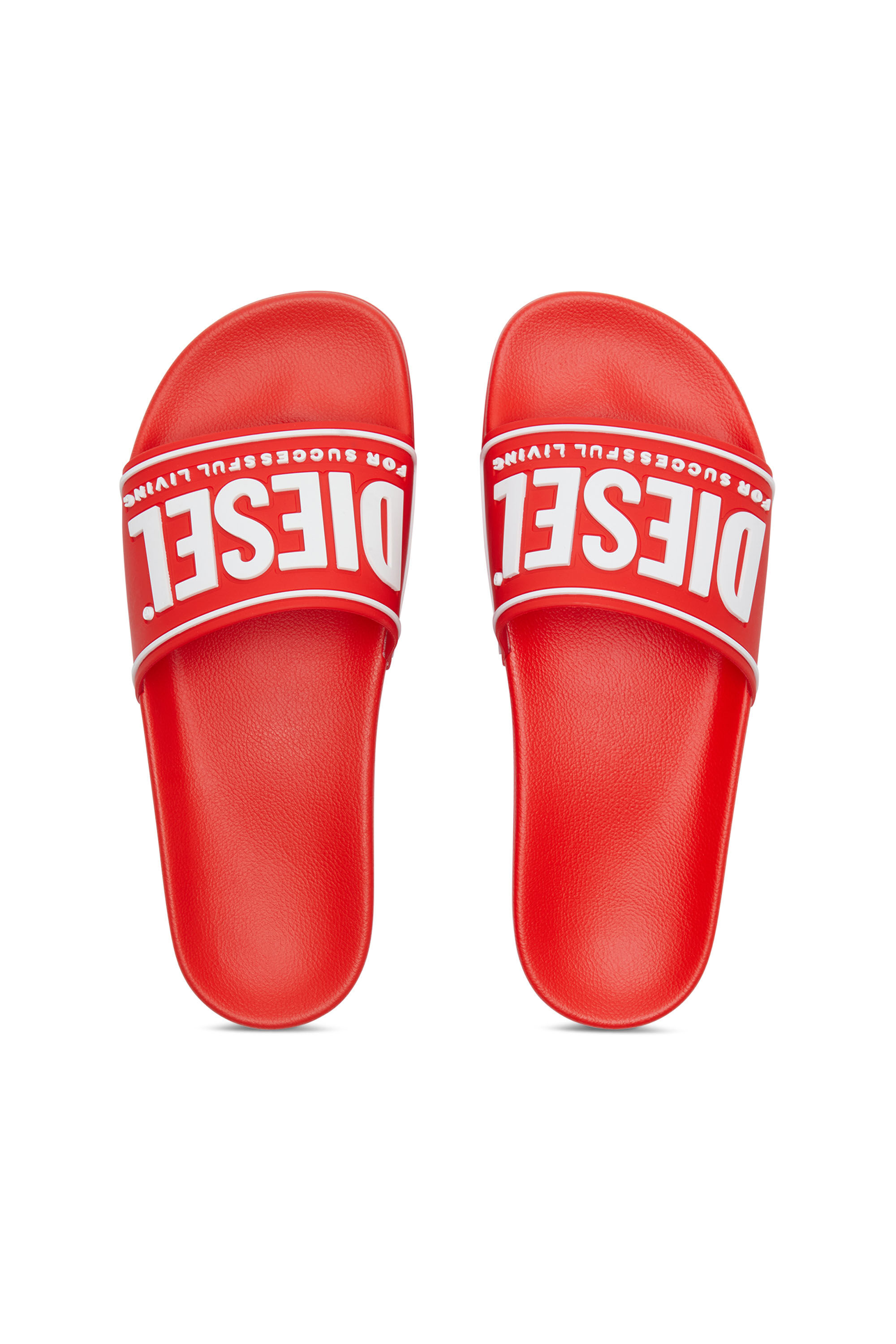 Diesel - SA-MAYEMI CC W, Woman's Sa-Mayemi-Rubber slides with embossed logo in Red - 4