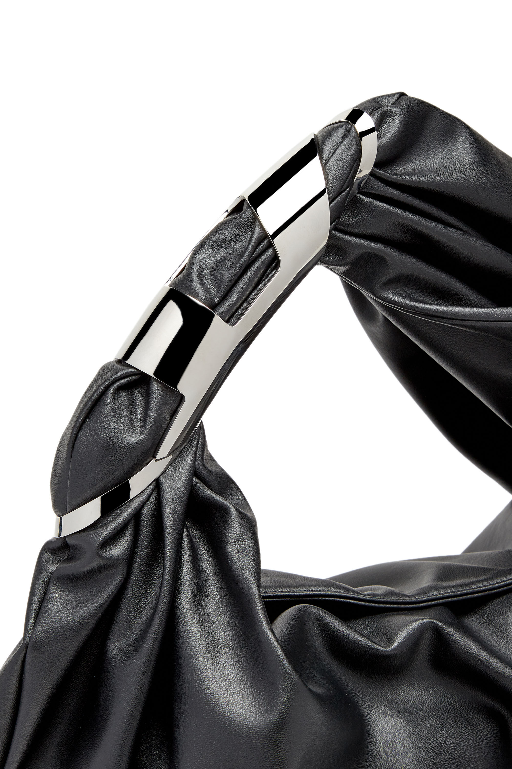 Diesel - GRAB-D HOBO M, Female's Grab-D M-Embellished hobo bag in stretch PU in Black - 5