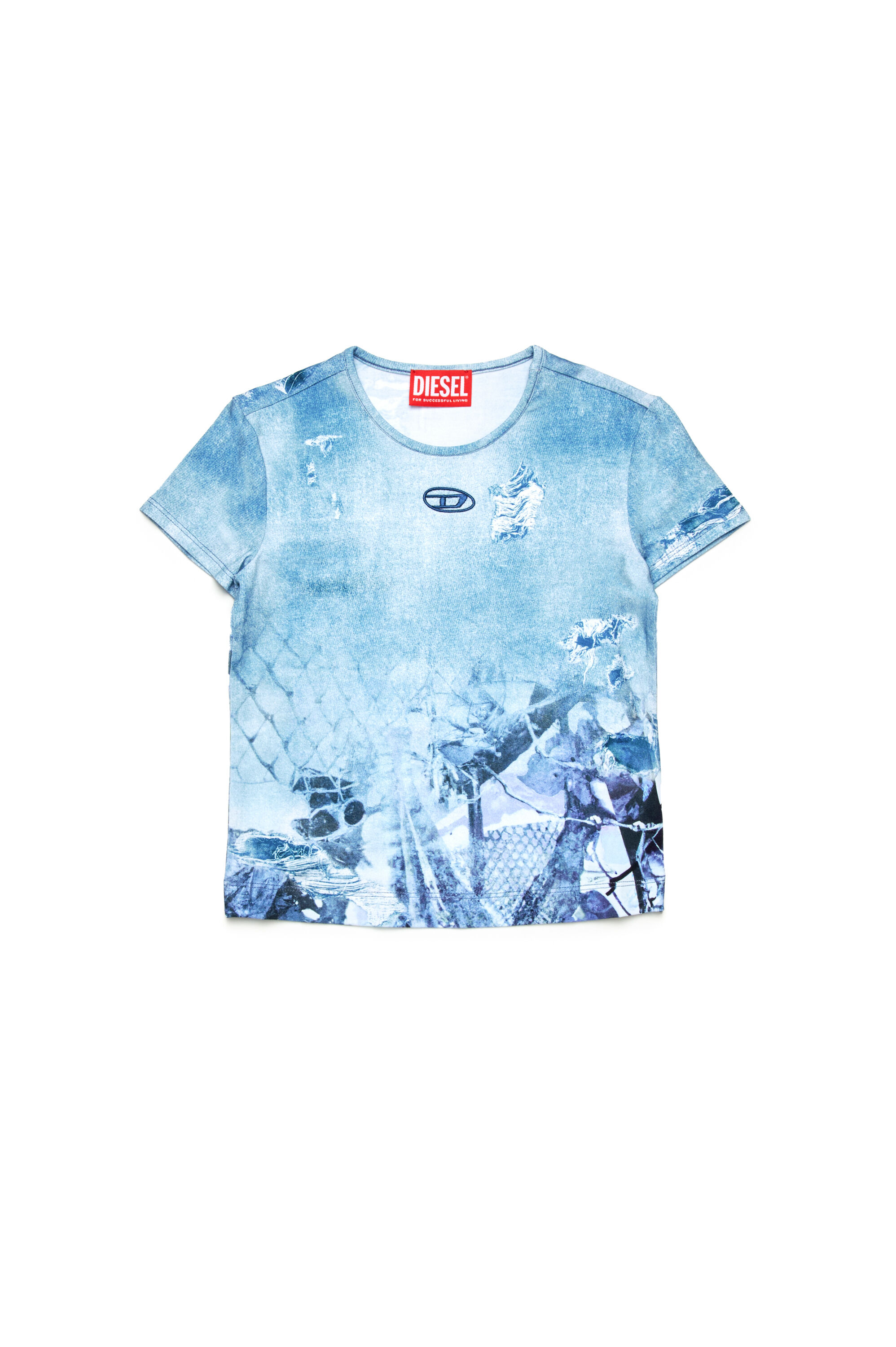 Diesel - TUNCSKI, T-shirt avec imprimé Camouflower Femme in Bleu - 1