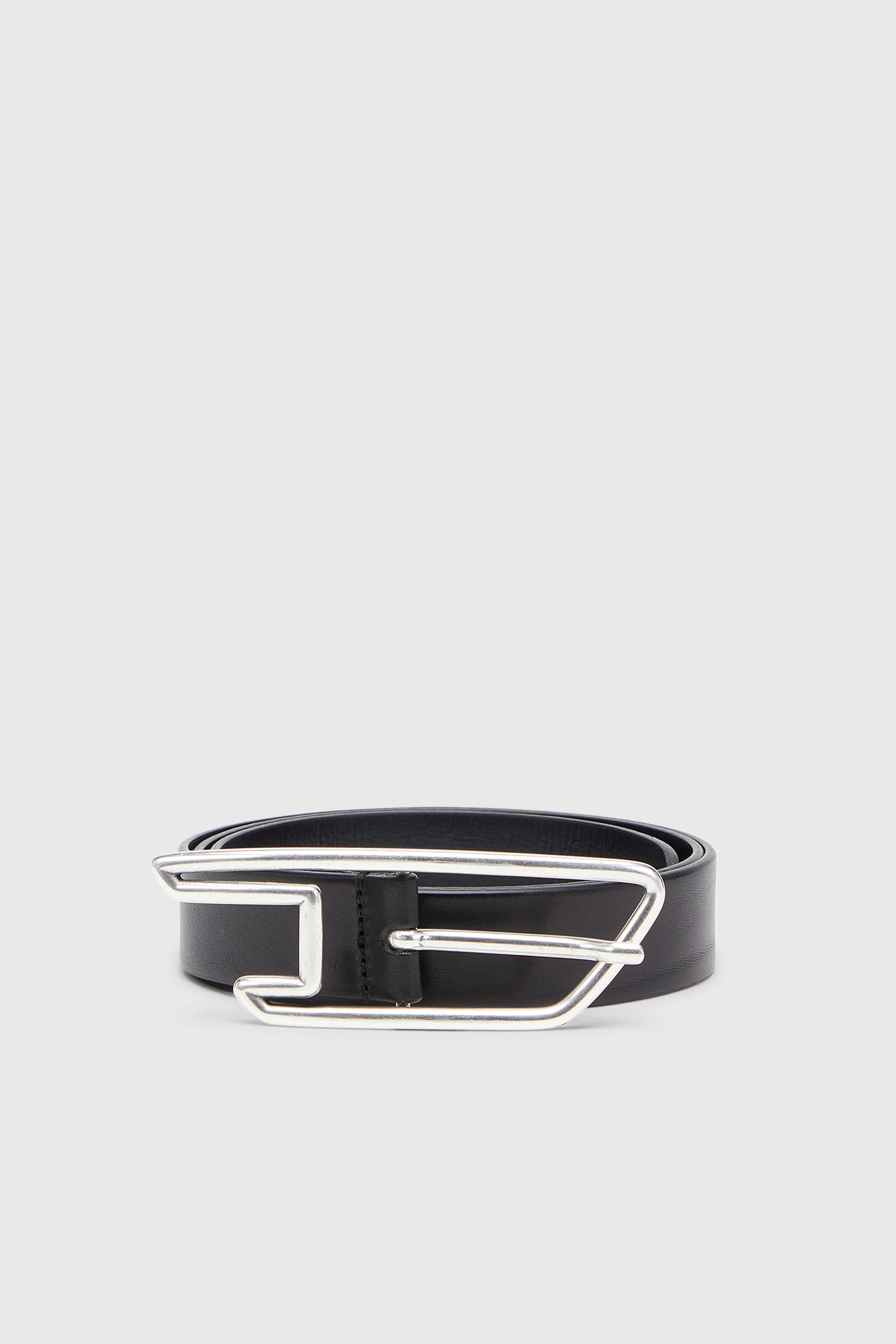 Diesel - B-D LINE 30, Cintur&oacute;n 3 cm de cuero con hebilla con el logotipo D Unisex in Negro - 1
