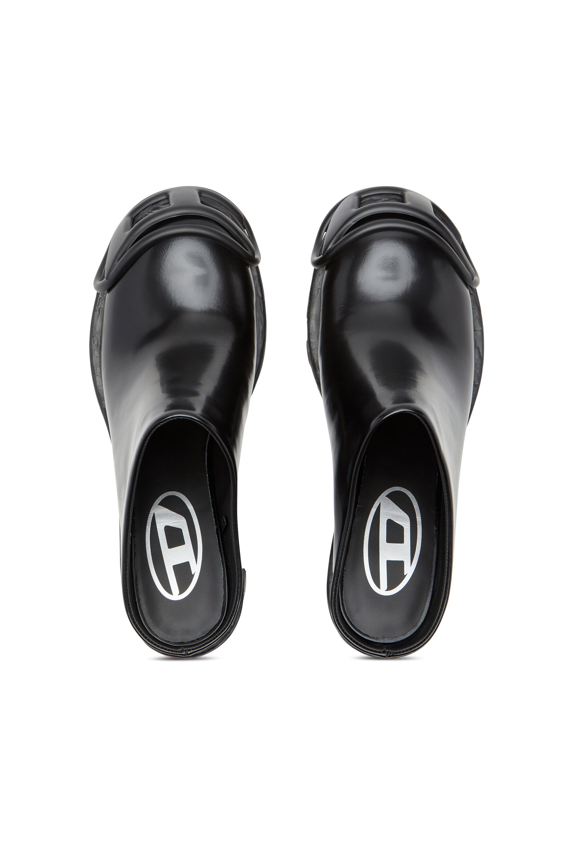 Diesel - D-HAMMER ML D W, Female's D-Hammer-High-heel mules with Oval D plaque in Black - 4