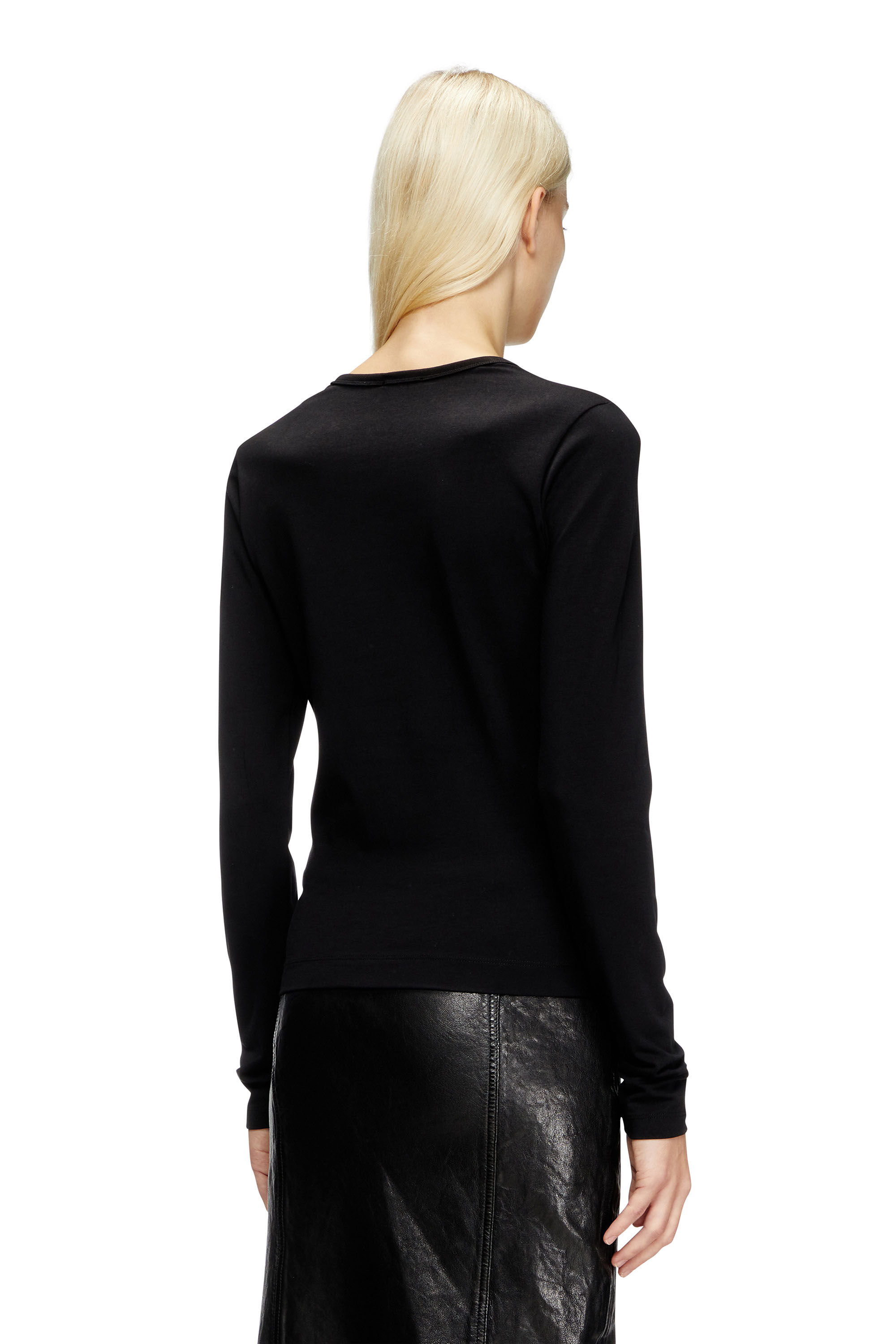 トップス diesel T-Angie T-ANGIE Women's Long-sleeve cotton T-shirt, cut-out logo