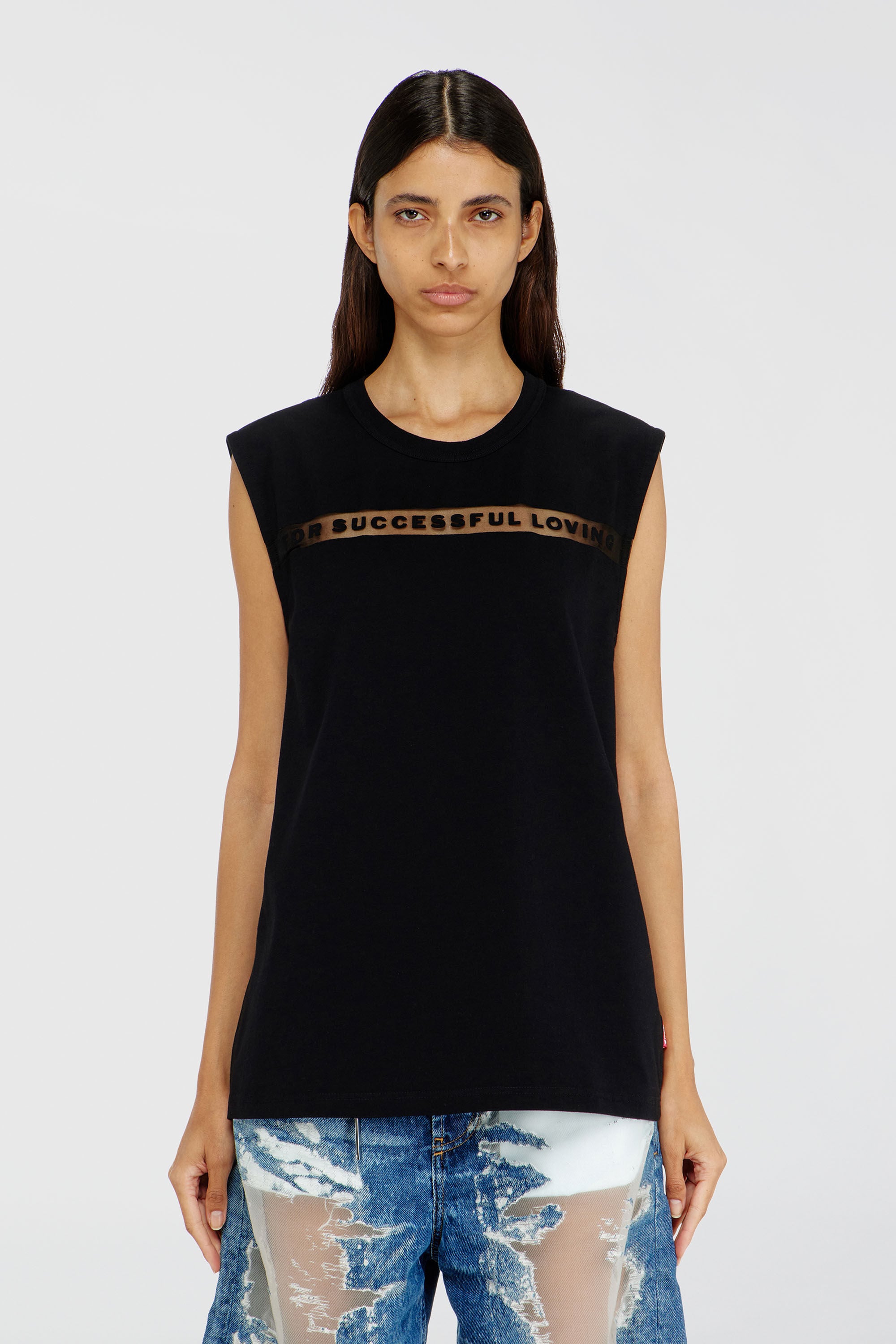 Diesel - PR-T-NORM-BISC-MATI-R, Camiseta de tirantes con logo For Successful Loving Unisex in Negro - 5