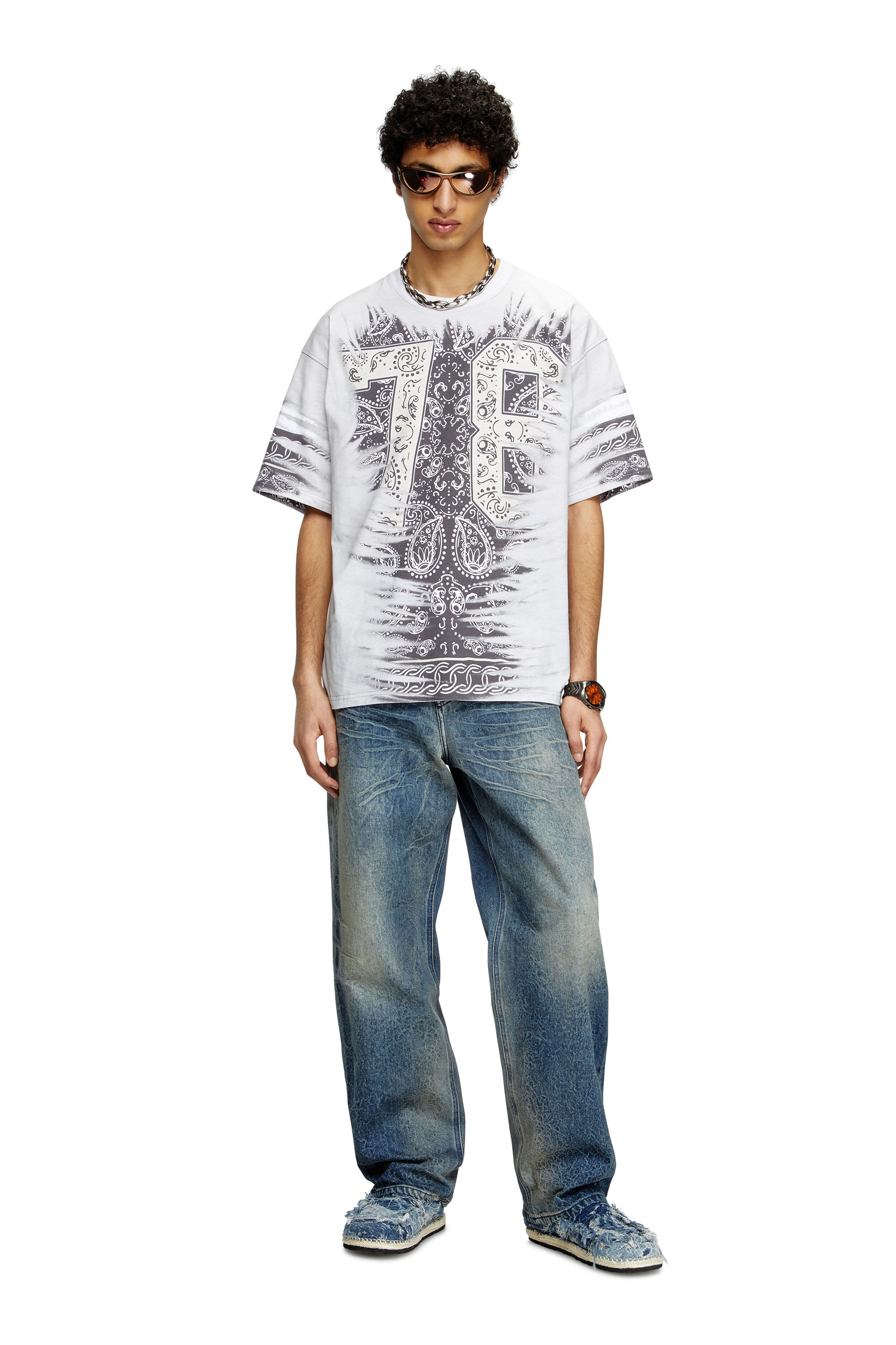 Diesel - T-BOXT-78-R1, T-shirt avec imprimé bandana 78 Homme in Blanc - 1