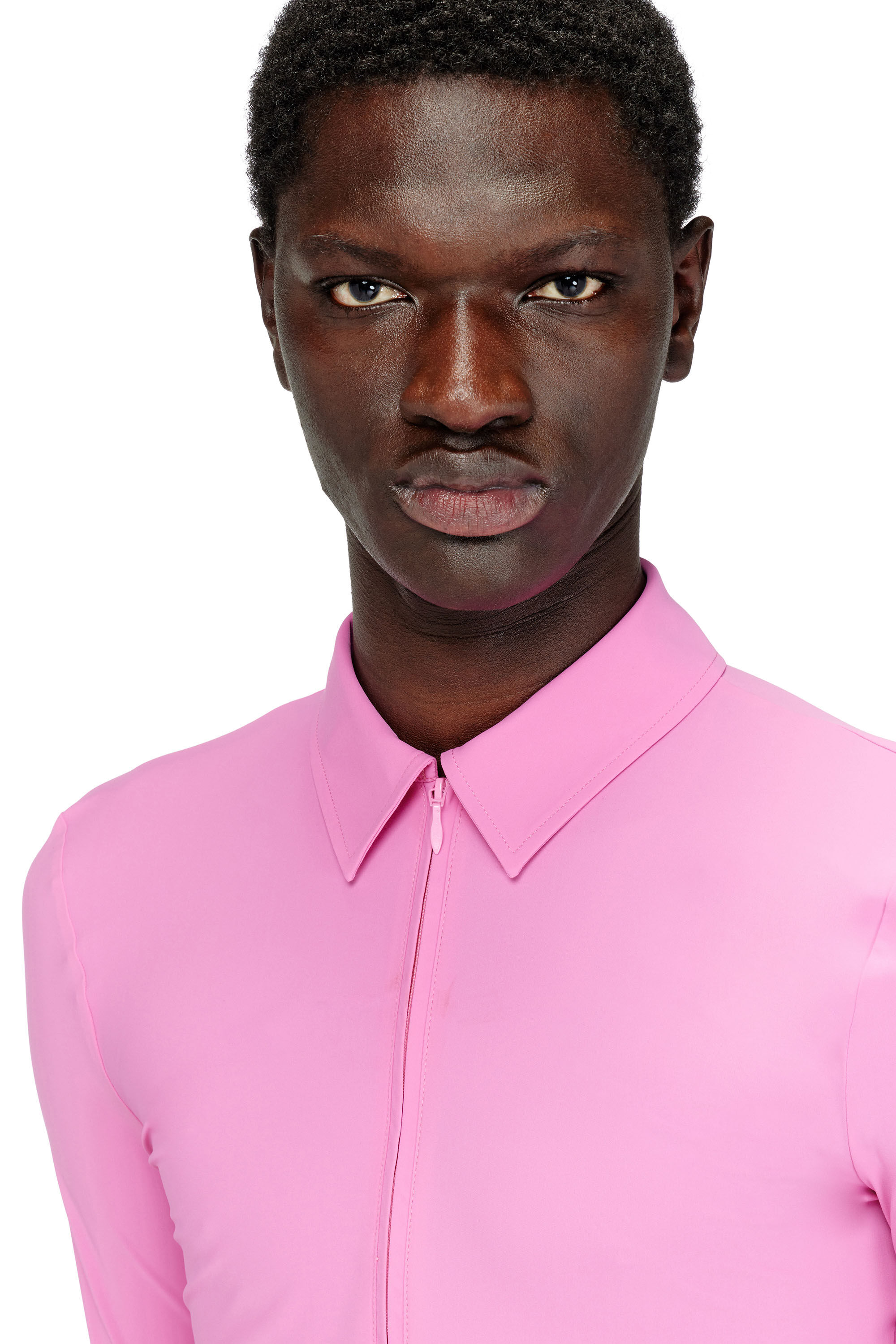 Men's Second-skin zip shirt in Lycra | Pink | Diesel US