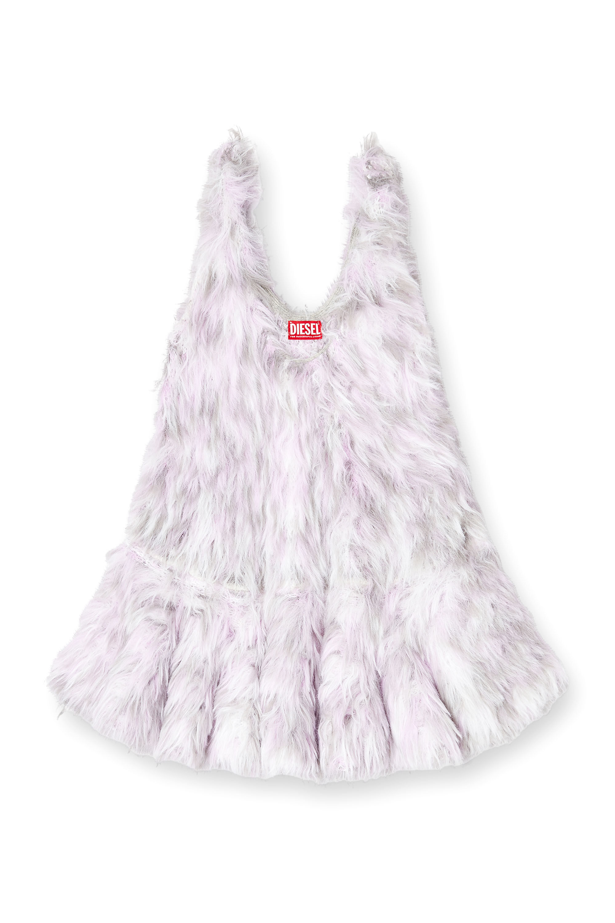 Diesel - M-ASTRID, Robe mini en maille jacquard duveteuse Femme in Blanc - 2