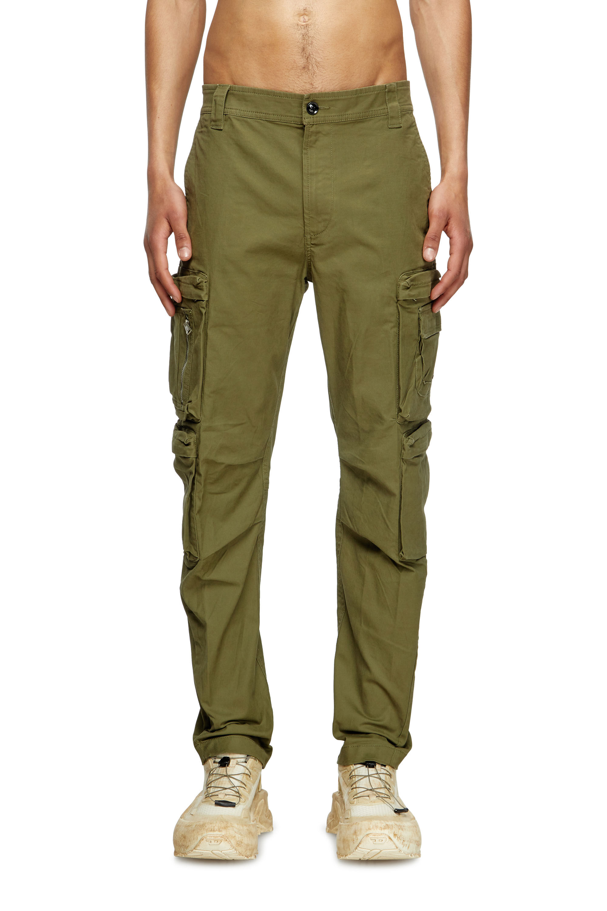 Diesel - P-ARLEM, Pantalon cargo avec poche zippée Homme in Vert - 3