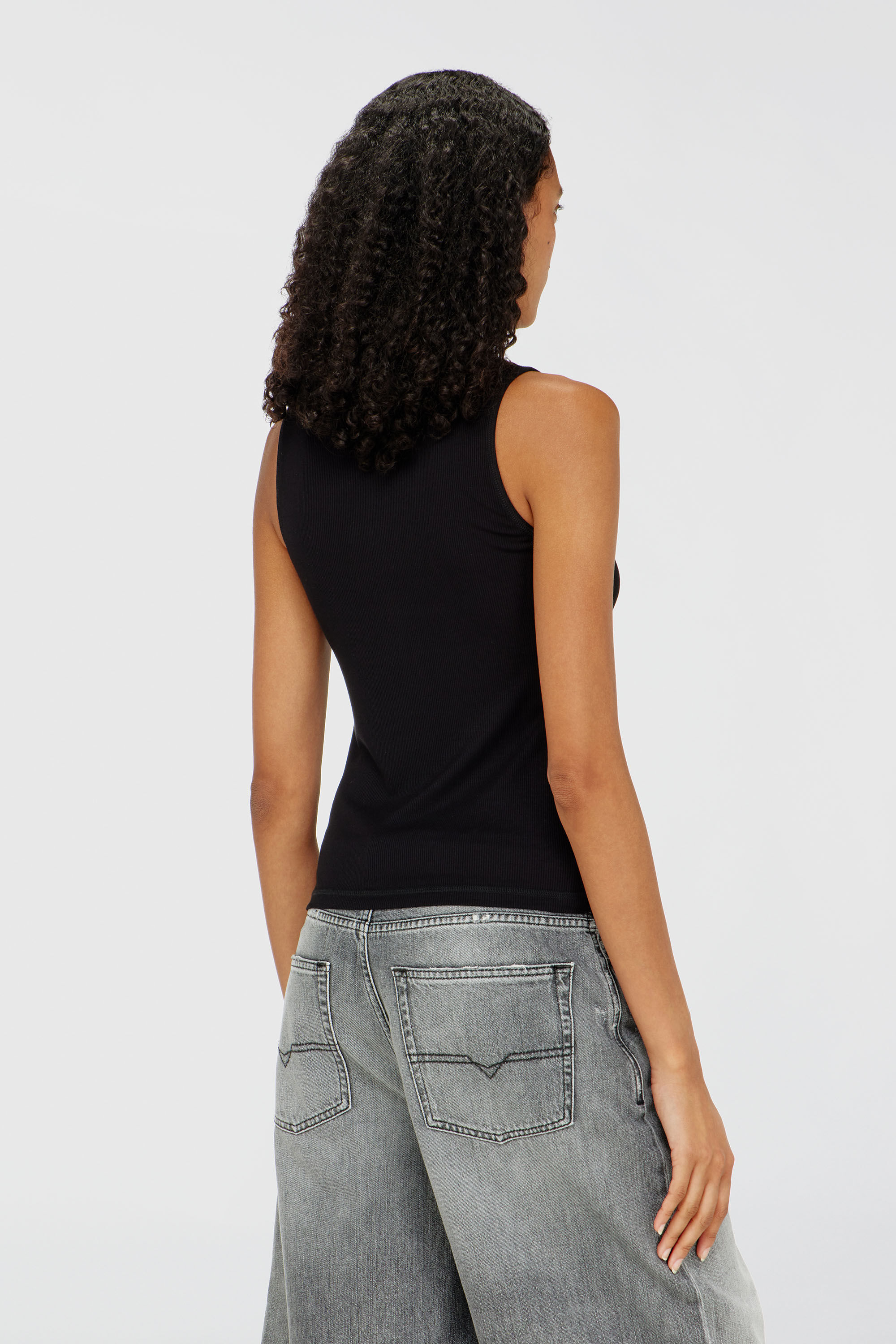 Women's Ribbed tank top with mock neck | Black | Diesel {{Country}}