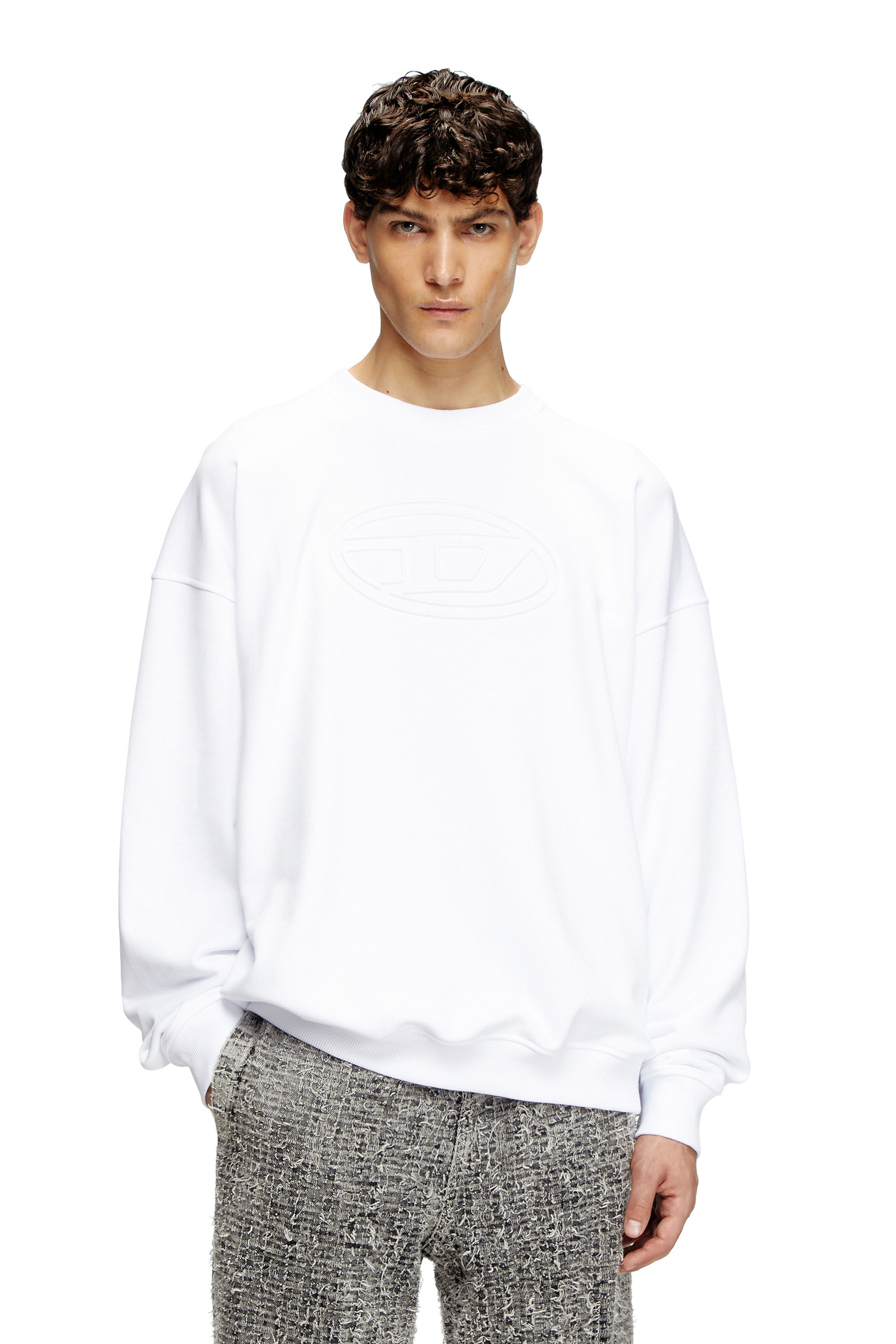 Men's Sweatshirt with embossed Oval D | White | Diesel