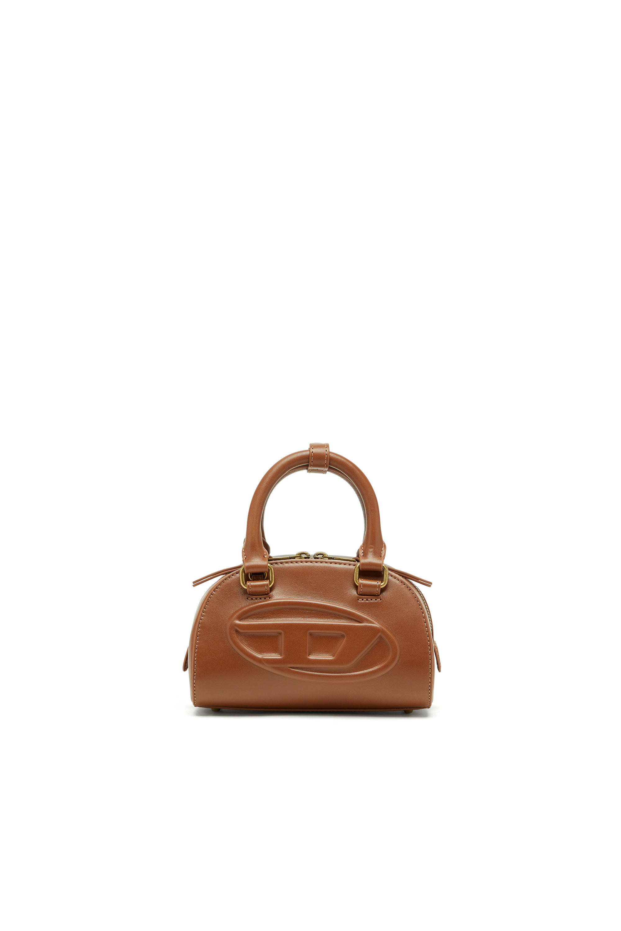 Women's 1DR Dome-Mini bowling bag in pull-up leather | Brown | Diesel