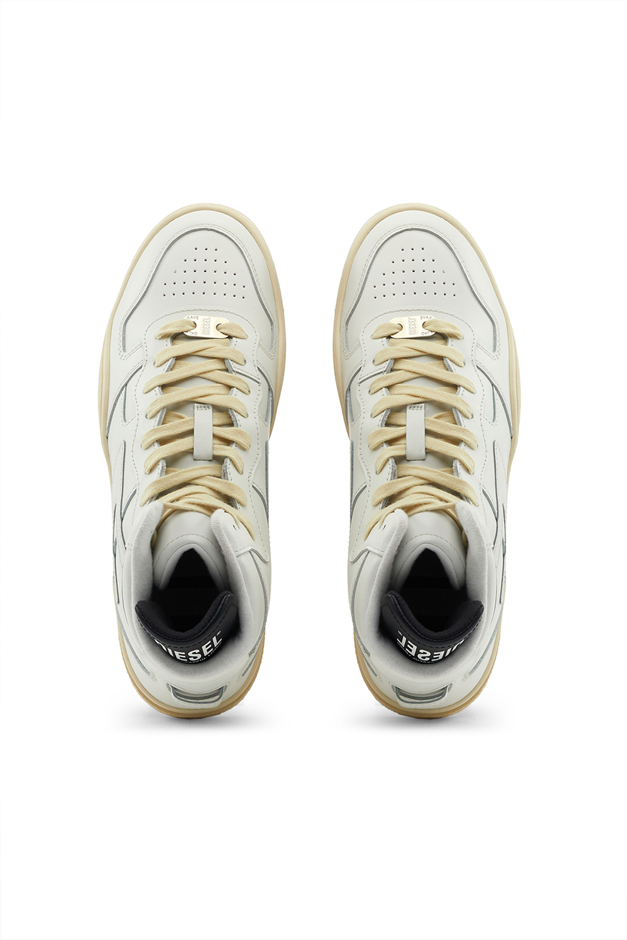 S-UKIYO MID Man: Leather high-top sneakers with D logo | Diesel