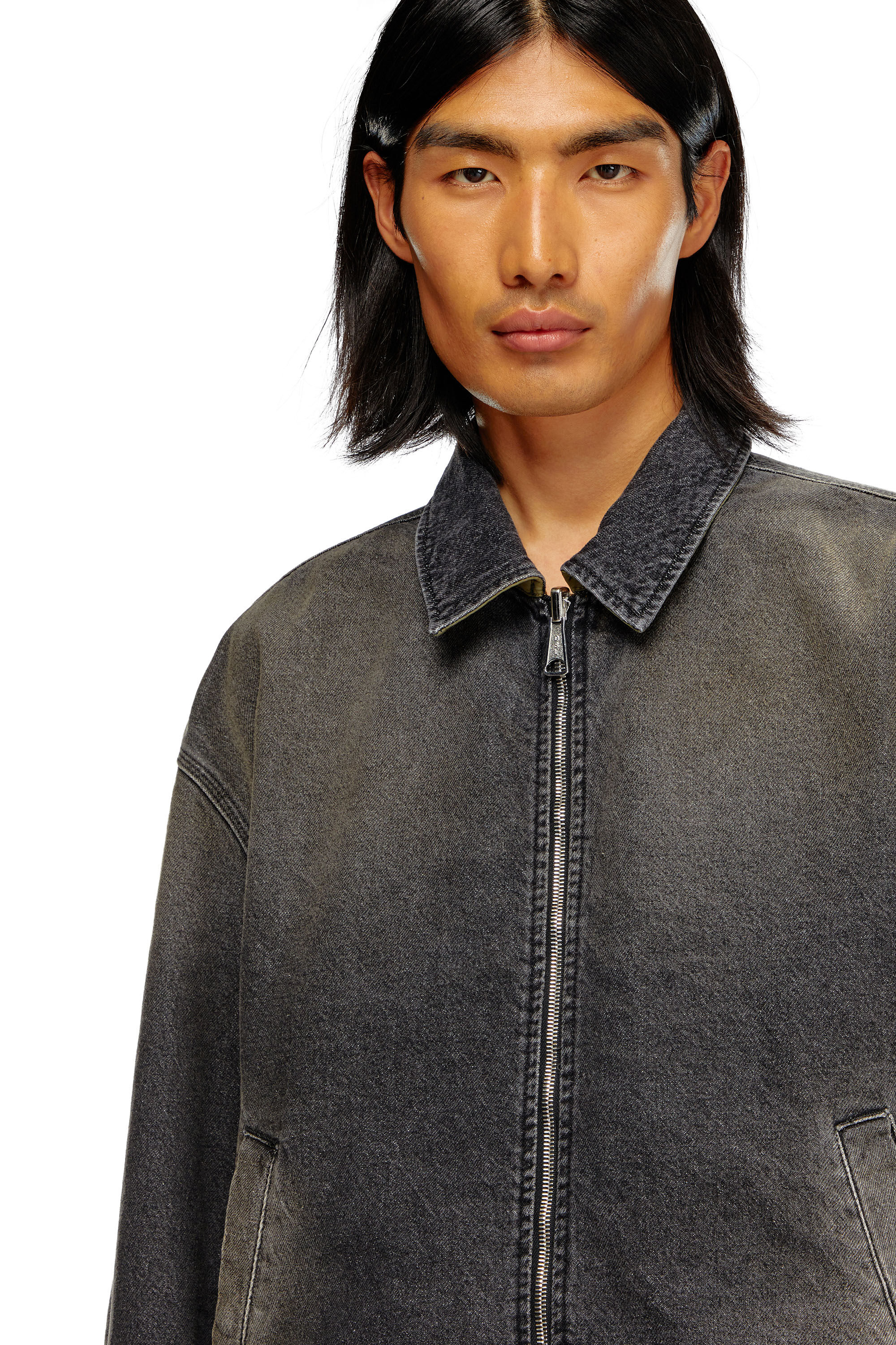 Men's Reversible jacket in denim and nylon | Black | Diesel