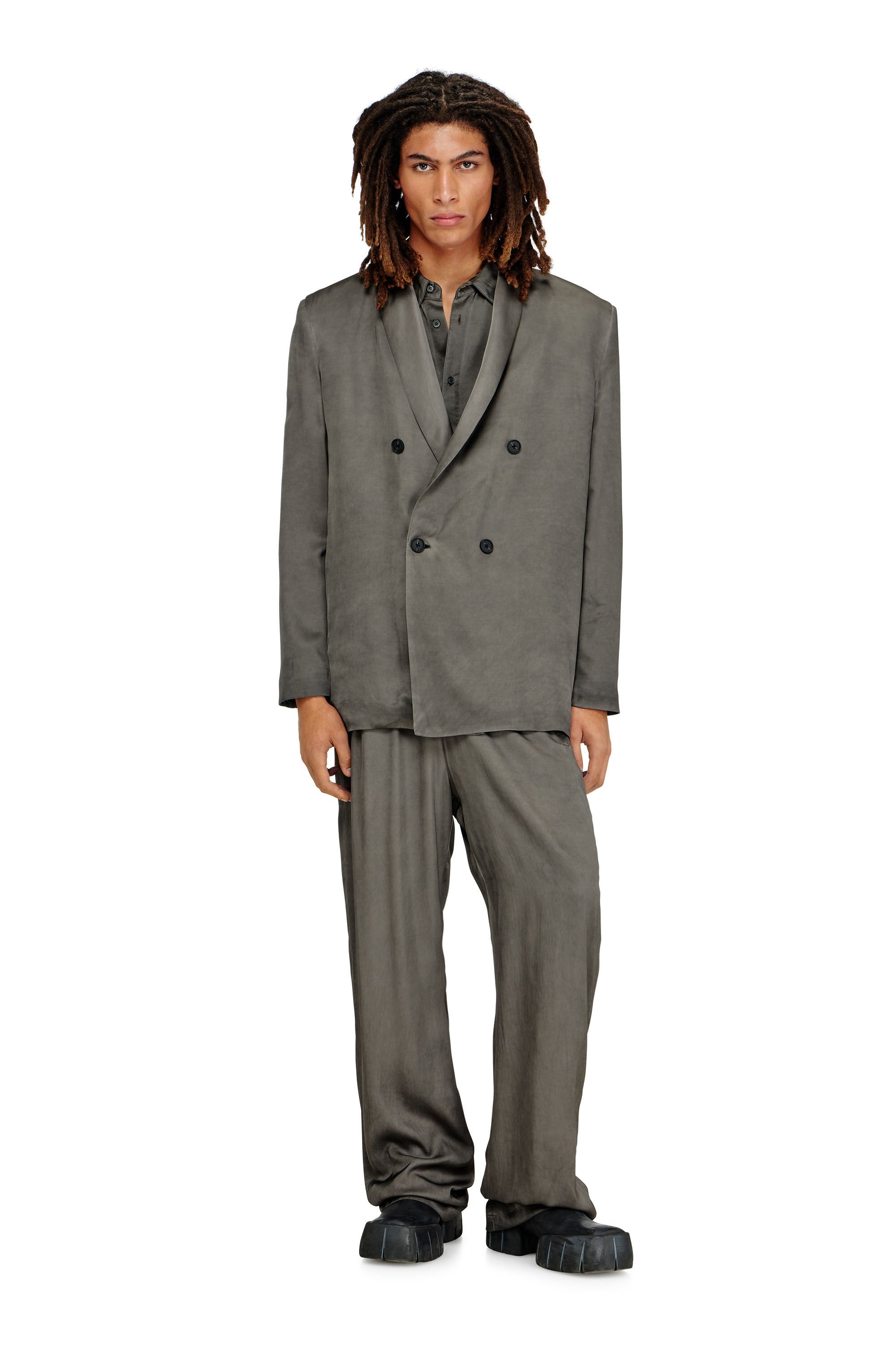 Men's Blazer in treated fluid viscose | Grey | Diesel US