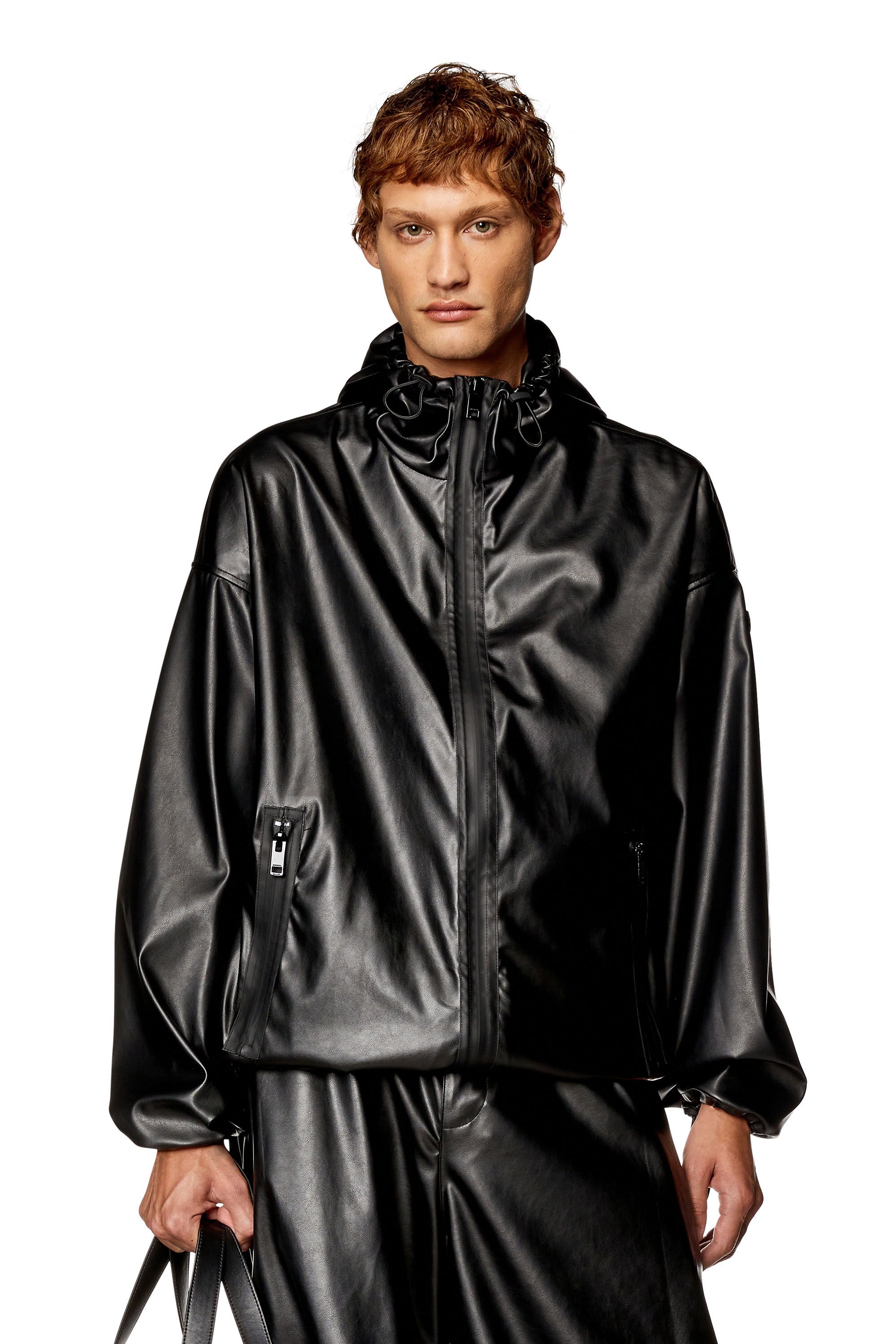 Diesel - J-MICC, Man's Windbreaker in coated fabric in Black - 3