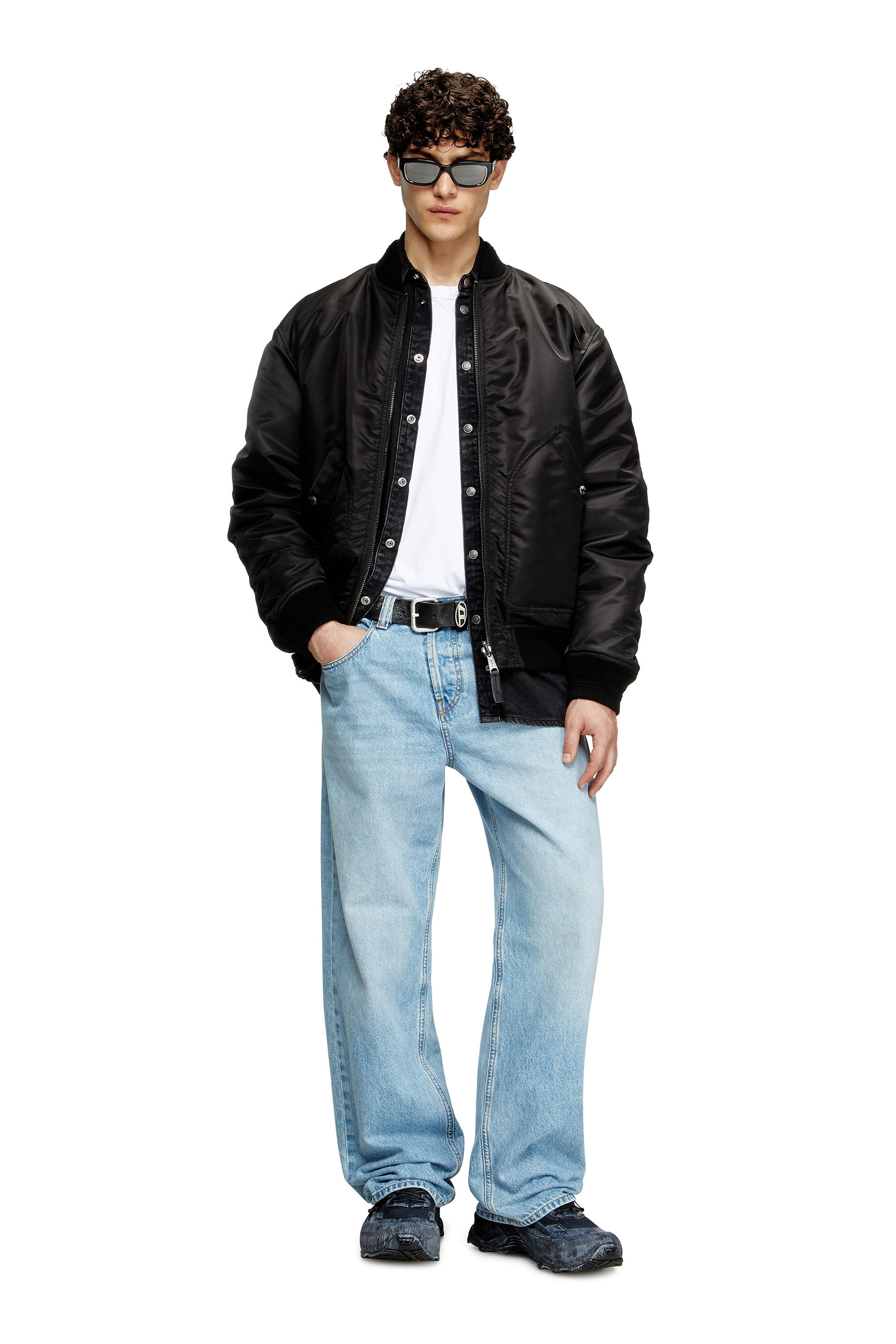ジャケット・アウター diesel black bomber jacket Men's Bomber in padded nylon with Oval D | Black | Diesel