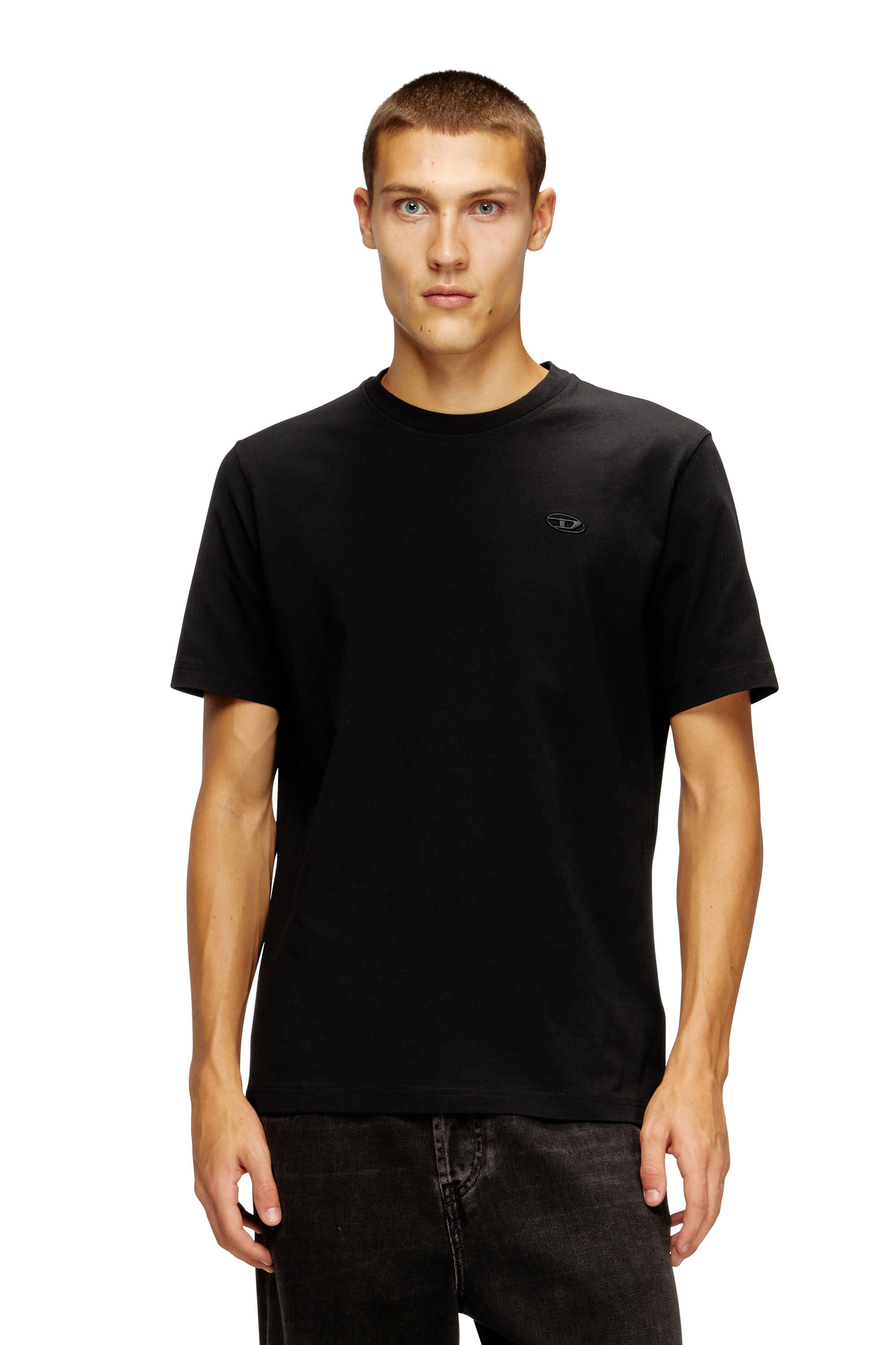 Men's Cotton t-shirt with graphic print on back | Black | Diesel MX