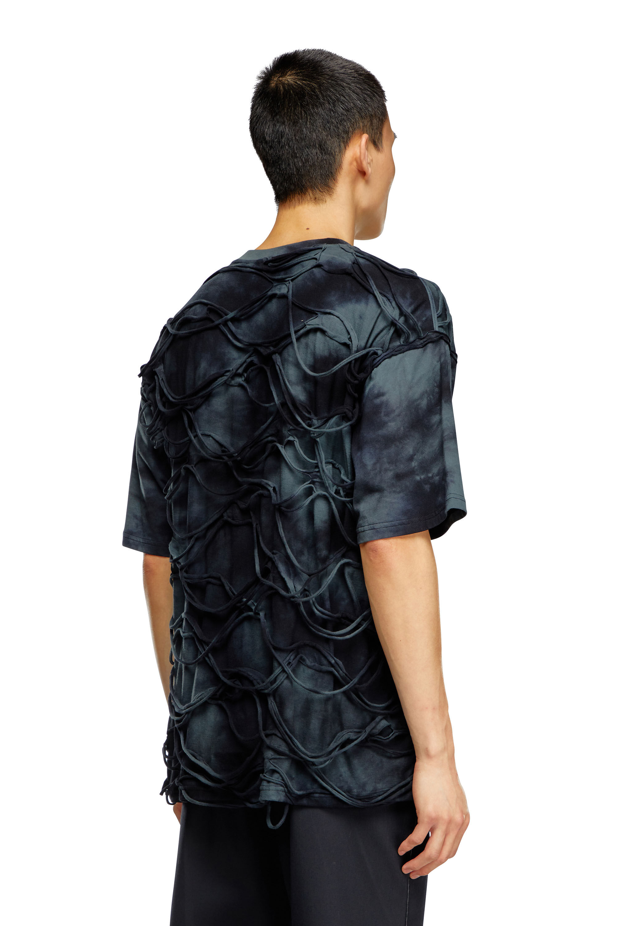 Diesel - T-BOXKET, Male's T-shirt with floating strands in Black - 4
