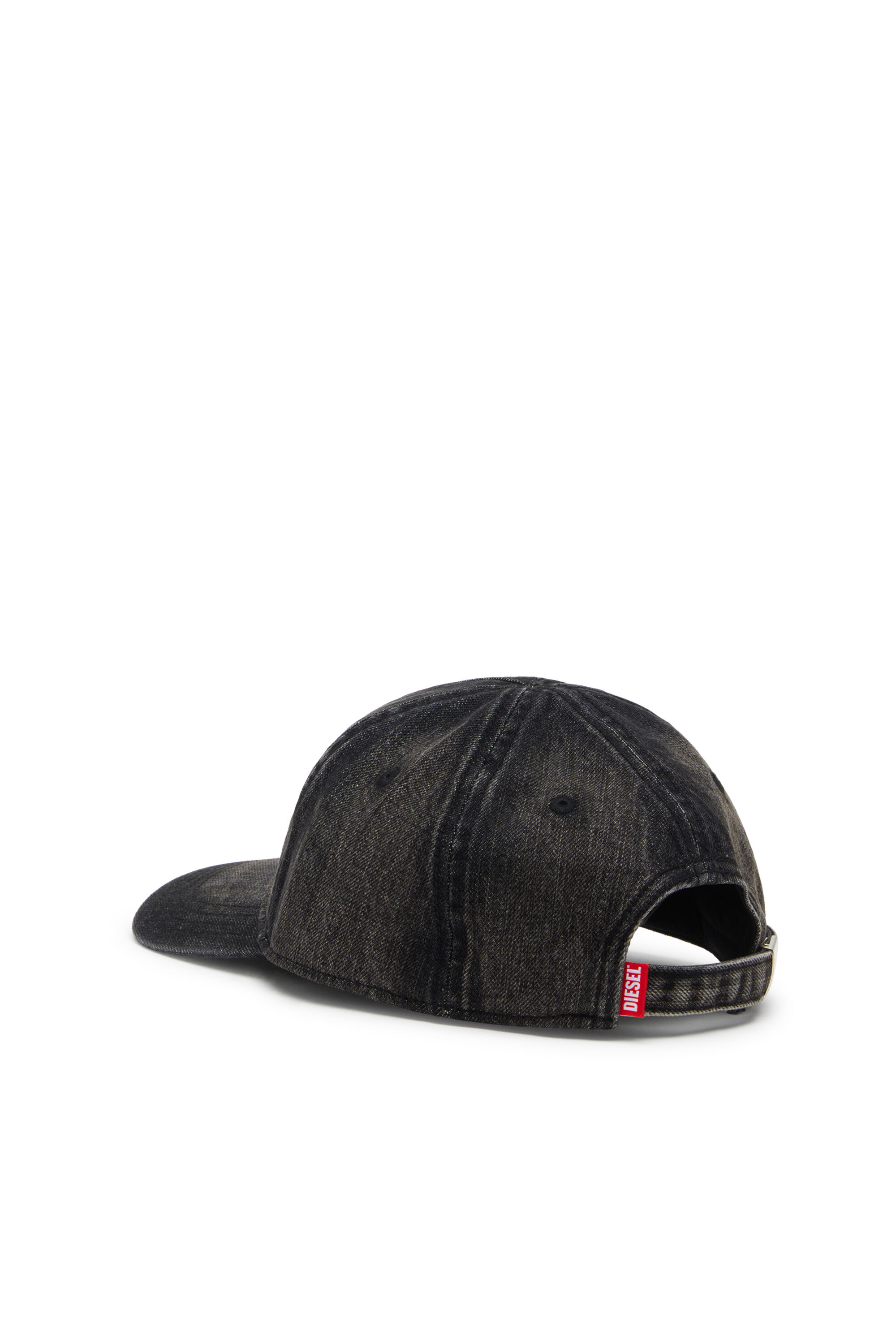 Men's Denim cap with frayed details and embroidered logo | Black