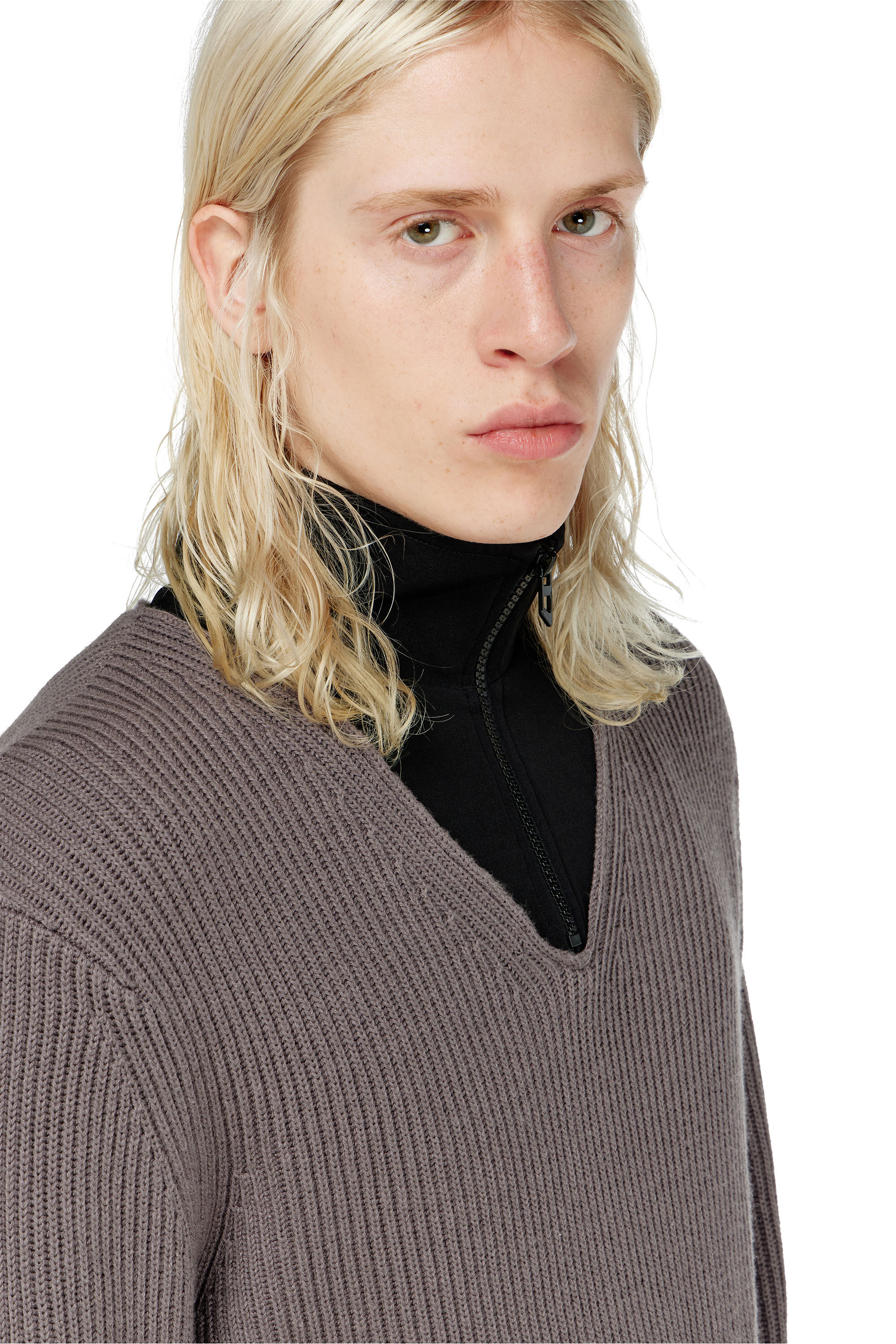 Diesel - K-MAMU, Jersey con media cremallera y cuello superpuesto Hombre in ToBeDefined - 5