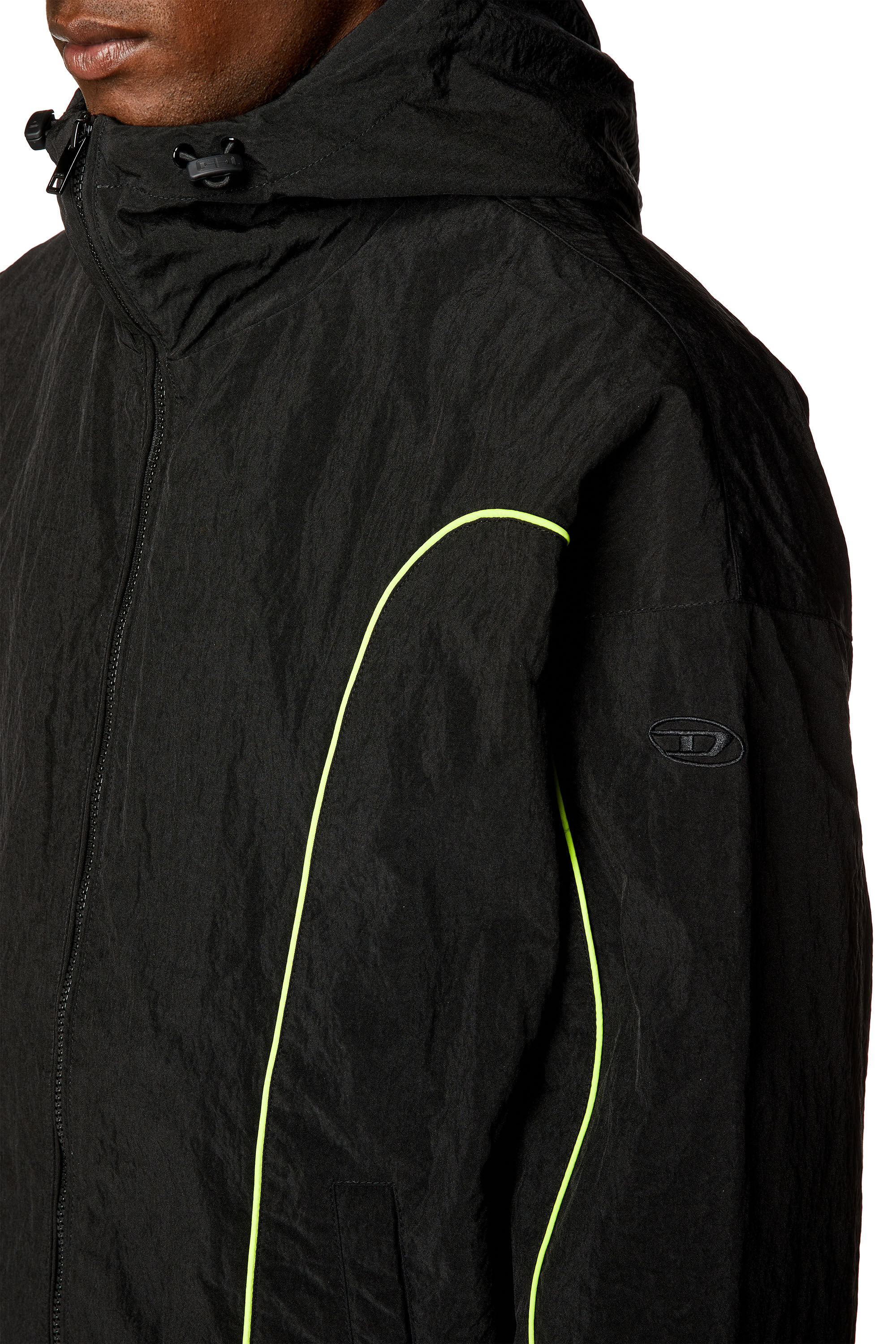 Diesel - J-GREEN, Male's Padded hooded jacket in wrinkled nylon in Black - 4