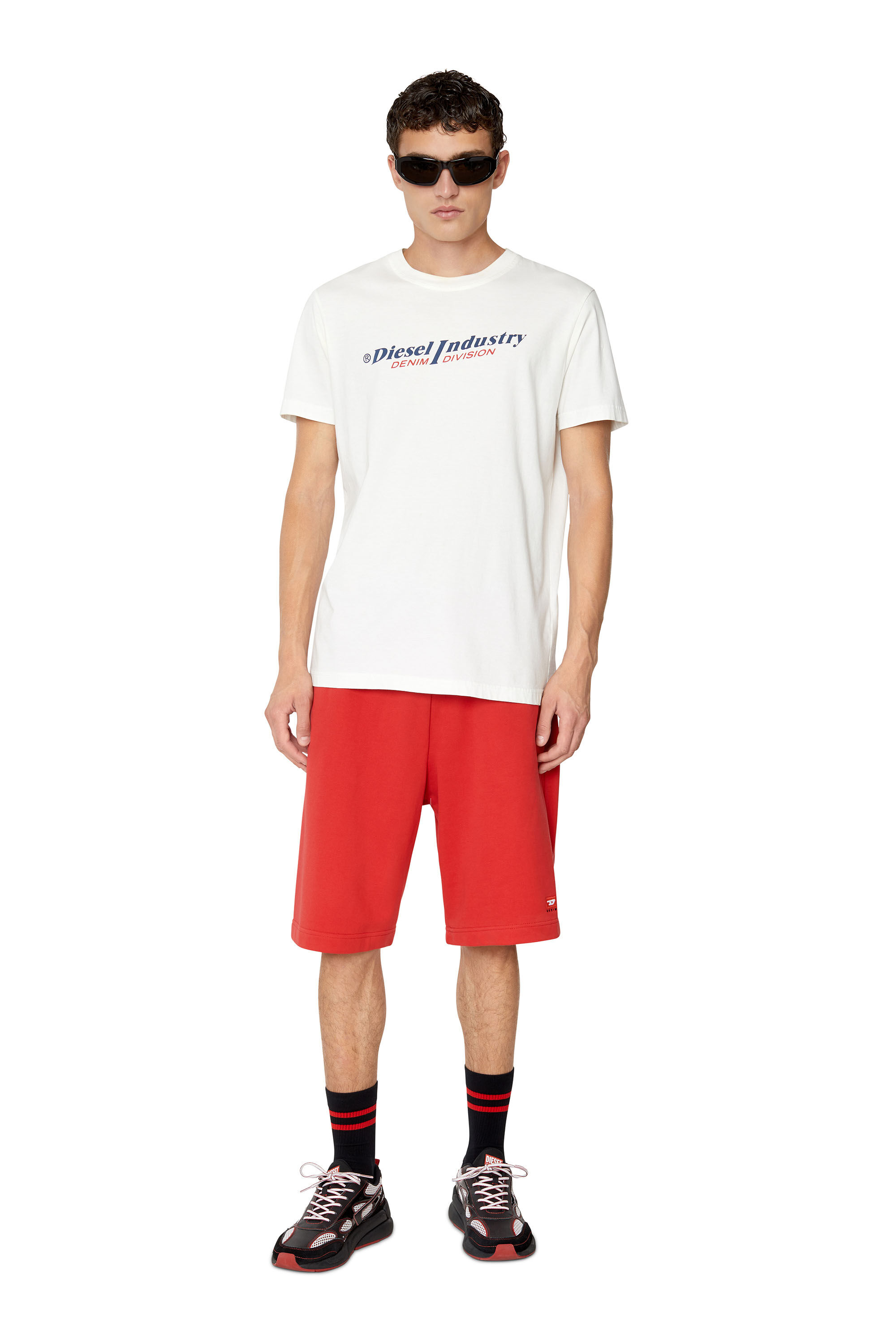 Diesel - P-CROWN-DIV, Man's Sweat shorts with logo embroidery in Red - 1