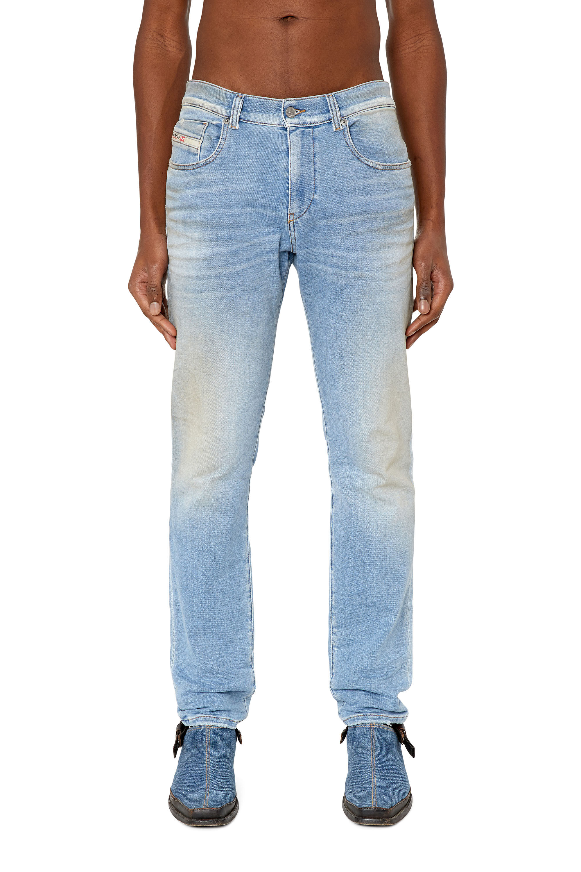 D-STRUKT-Z-T Man: Slim Light blue Jeans | Diesel