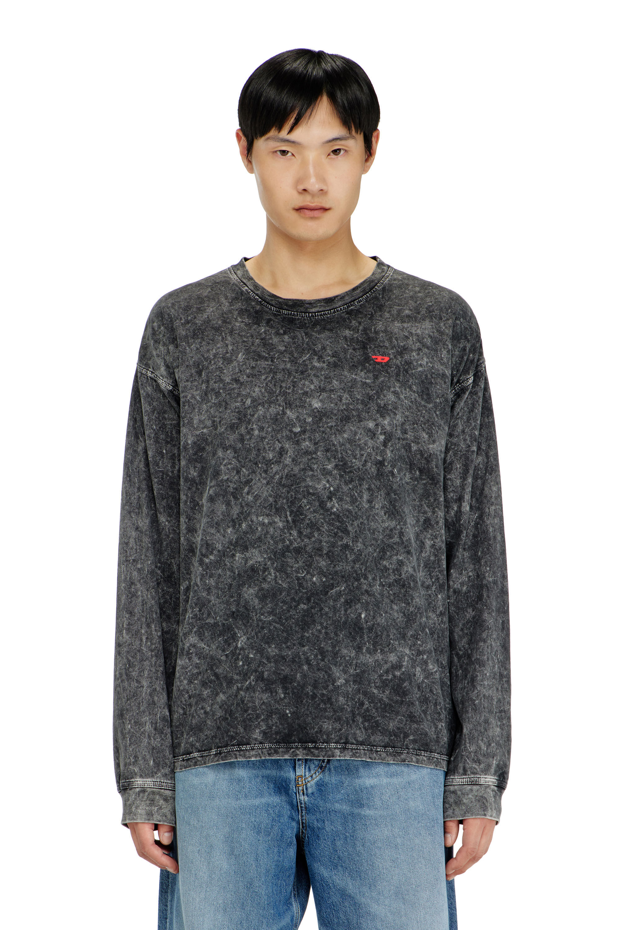 Men's Long sleeve top with treated effect | Grey | Diesel