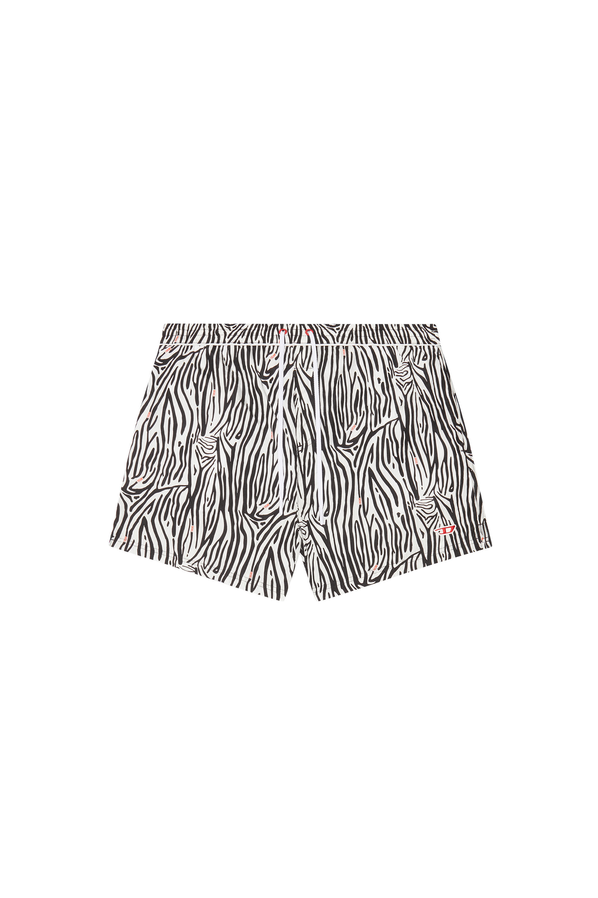 Diesel - BMBX-NICO, Man's Mid-length swim shorts with micro logos in Black/White - 1