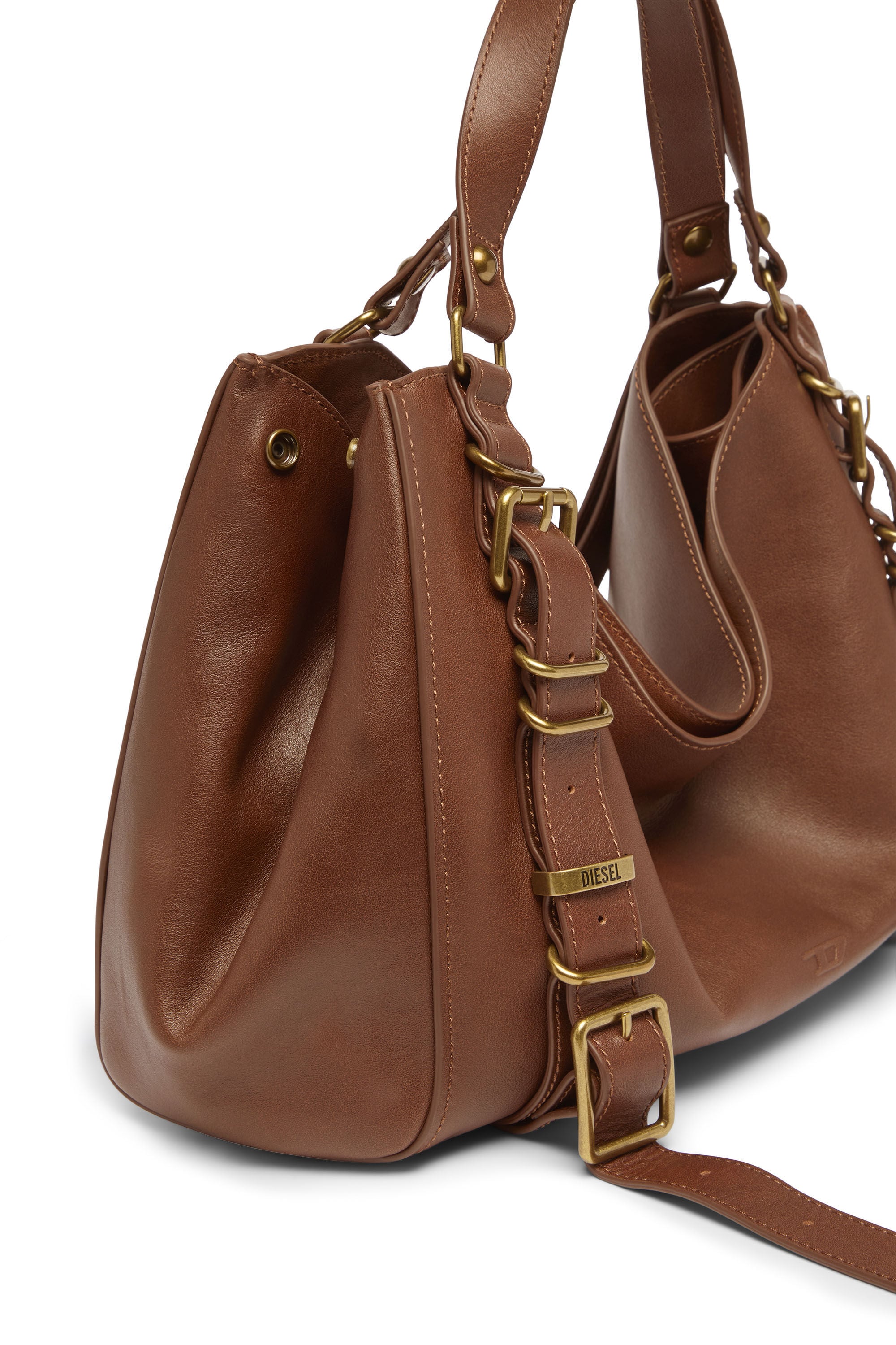 Diesel - D-ONE TOPHANDLE M, D-One-Sac medium &agrave; poign&eacute;e sup&eacute;rieure en cuir trait&eacute; Mixte in Marron - 5