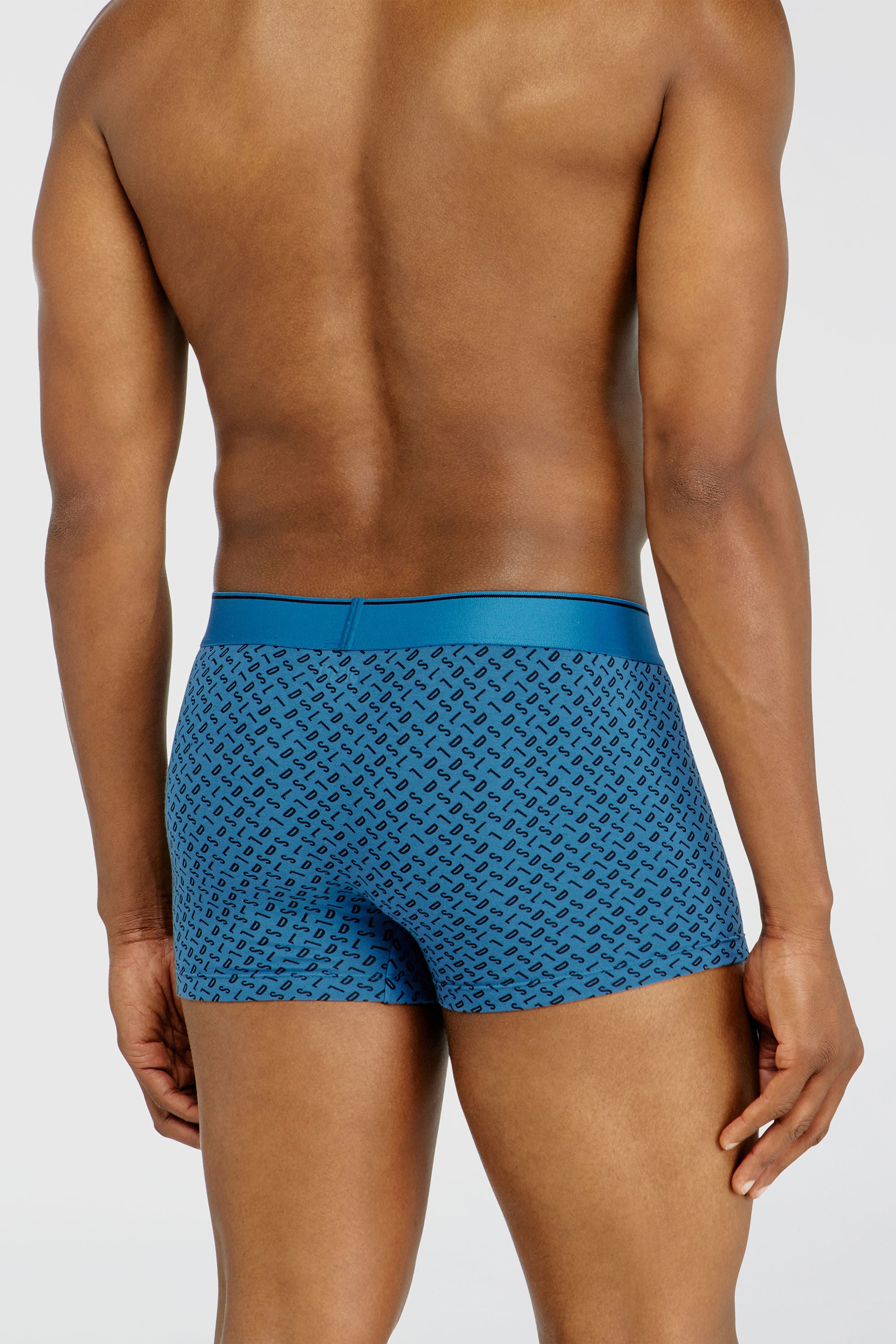 Diesel - DAMIEN-D-BOX-3PACK, Paquete de tres trunks de algod&oacute;n stretch con monogram Hombre in Azul marino - 3