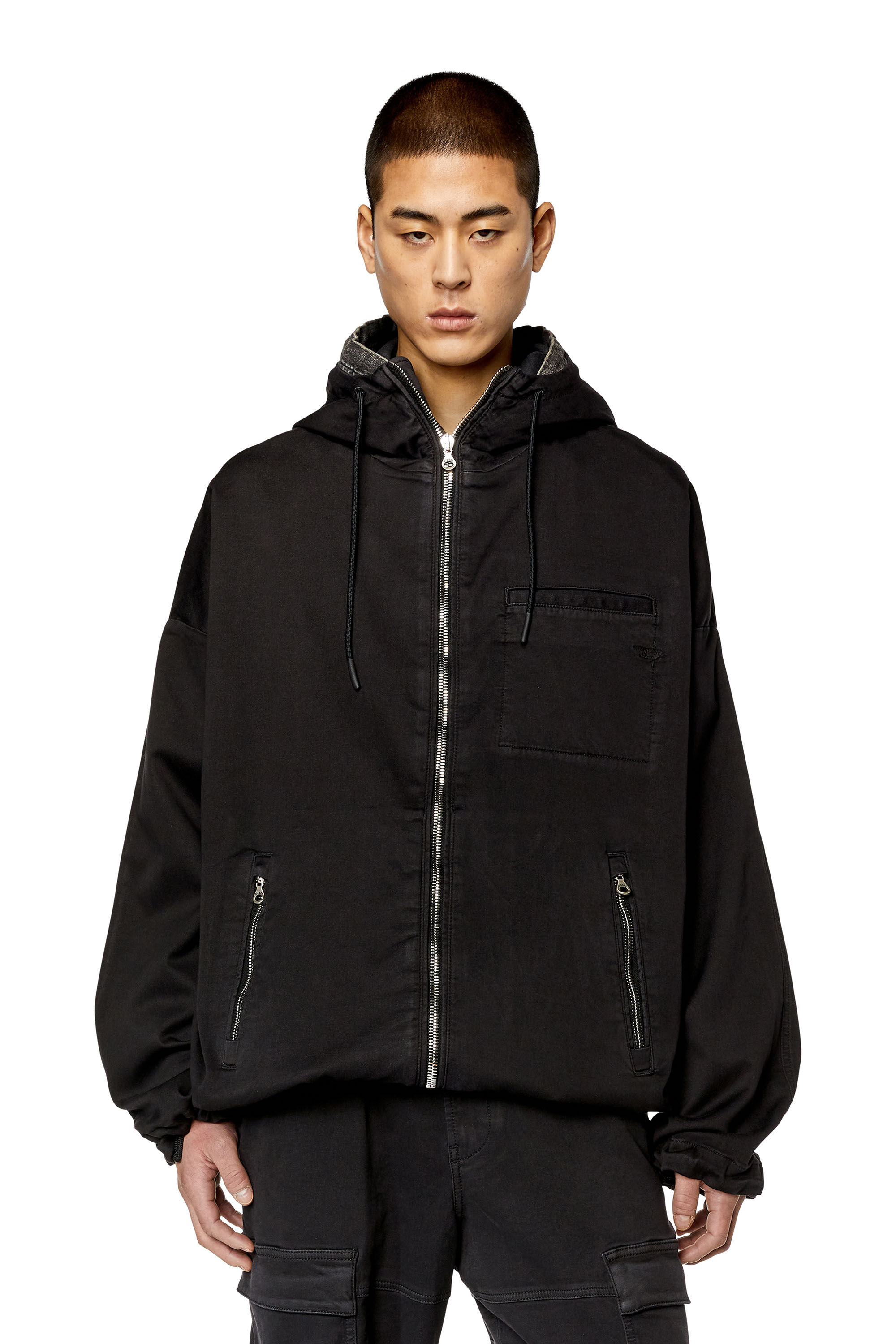 Diesel - D-HENNES JOGG, Man's Hooded JoggJeans jacket in Black - 3