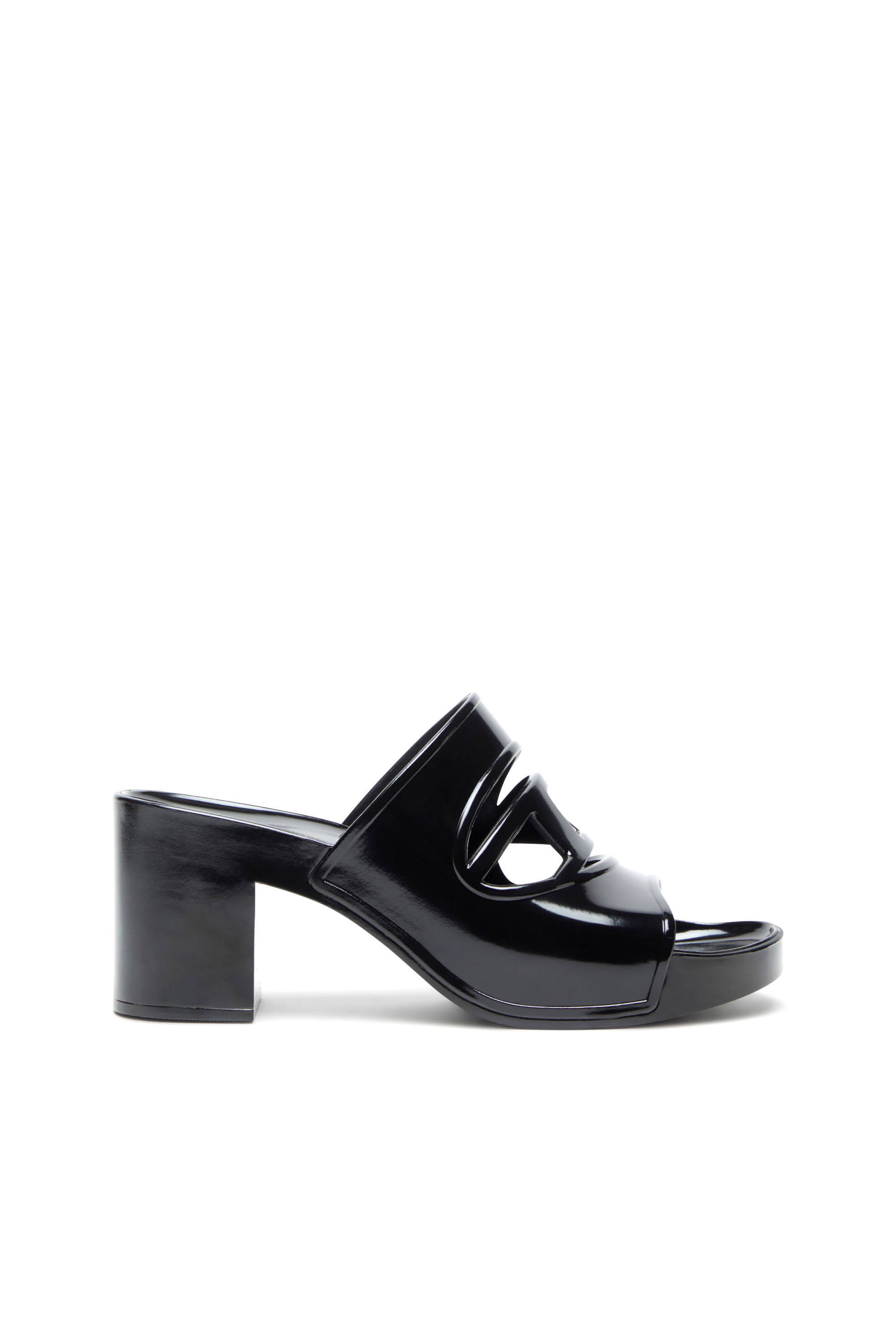 Women's Sa-Bonnie-Heeled rubber slides with cut-out logo