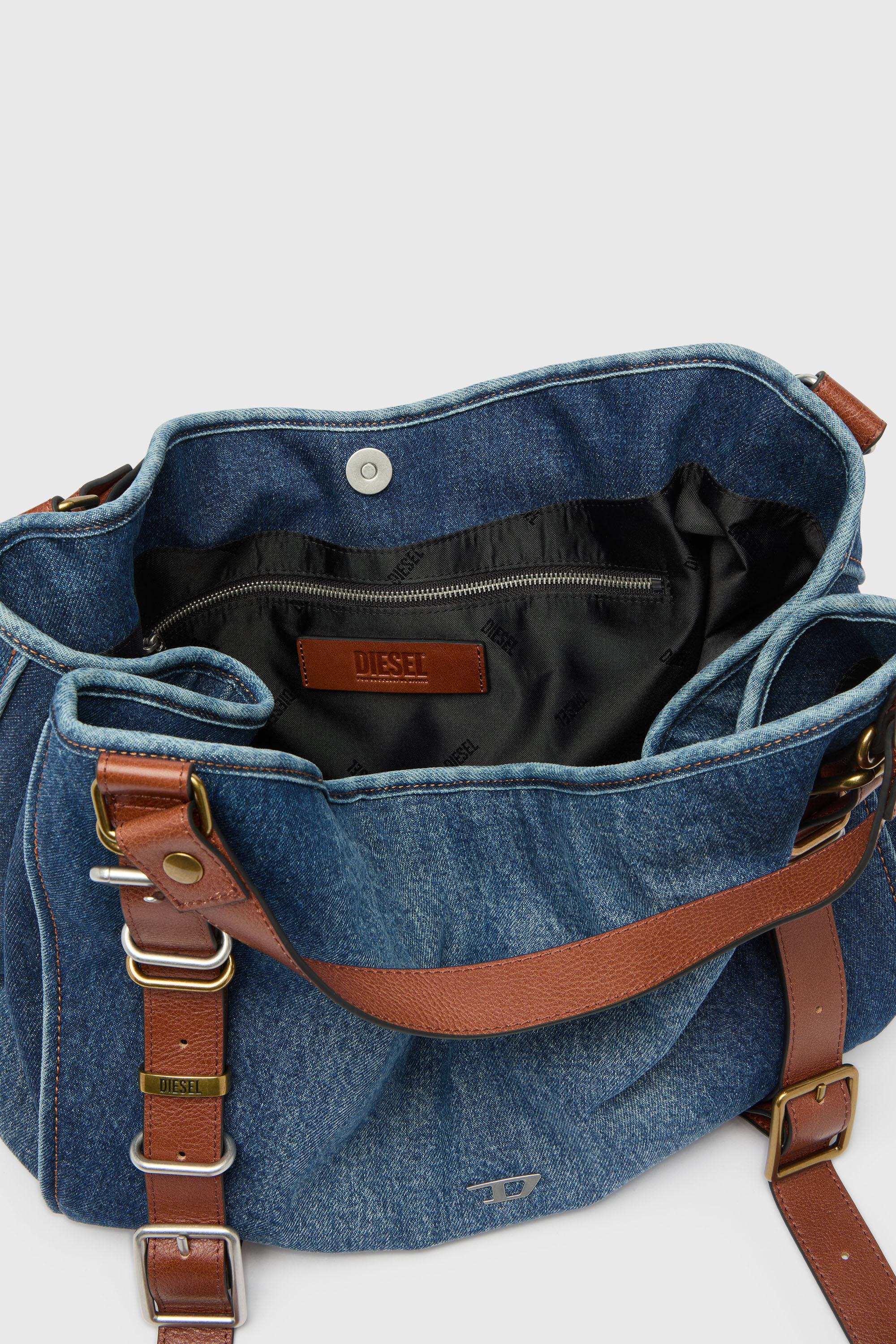 Diesel - D-ONE TOPHANDLE M, D-One-Medium sac &agrave; poign&eacute;e sup&eacute;rieure en denim et cuir Femme in ToBeDefined - 4