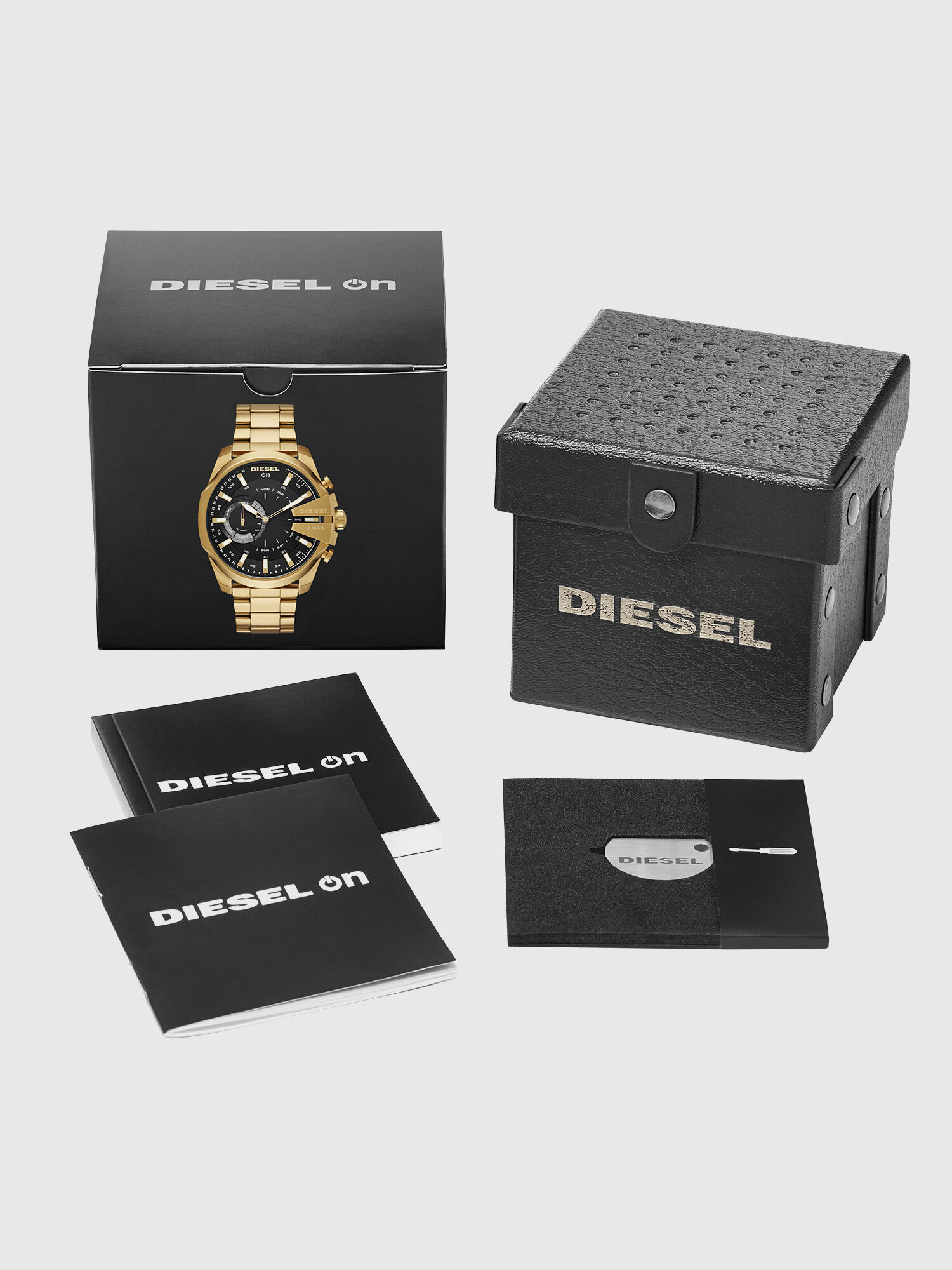 Diesel - DT1013, Male's Mega Chief Hybrid gold-tone hybrid smartwatch, 48 mm in Gold - 4