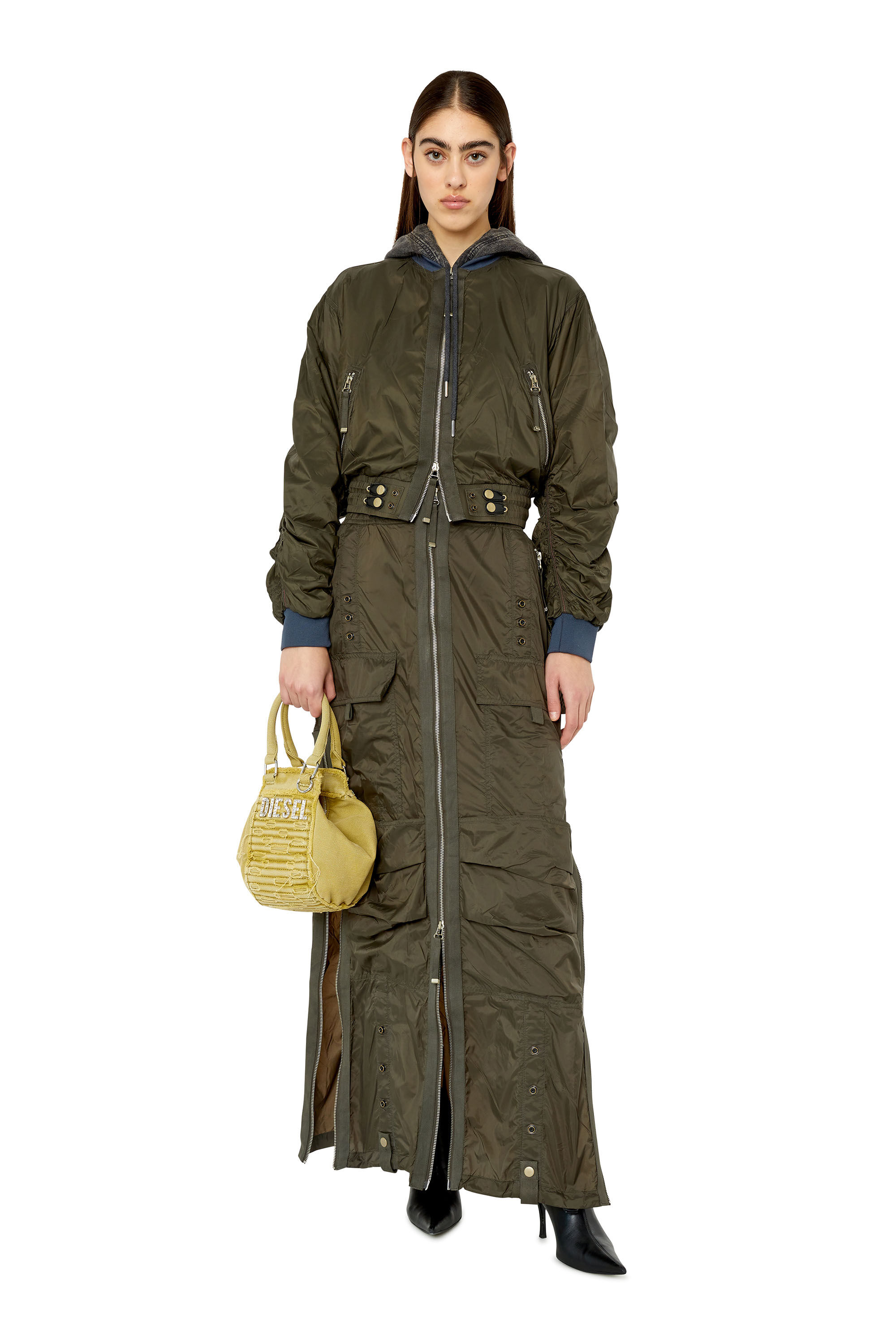 Diesel - G-NOAK, Female's Bomber jacket in light nylon in Dark Green - 1